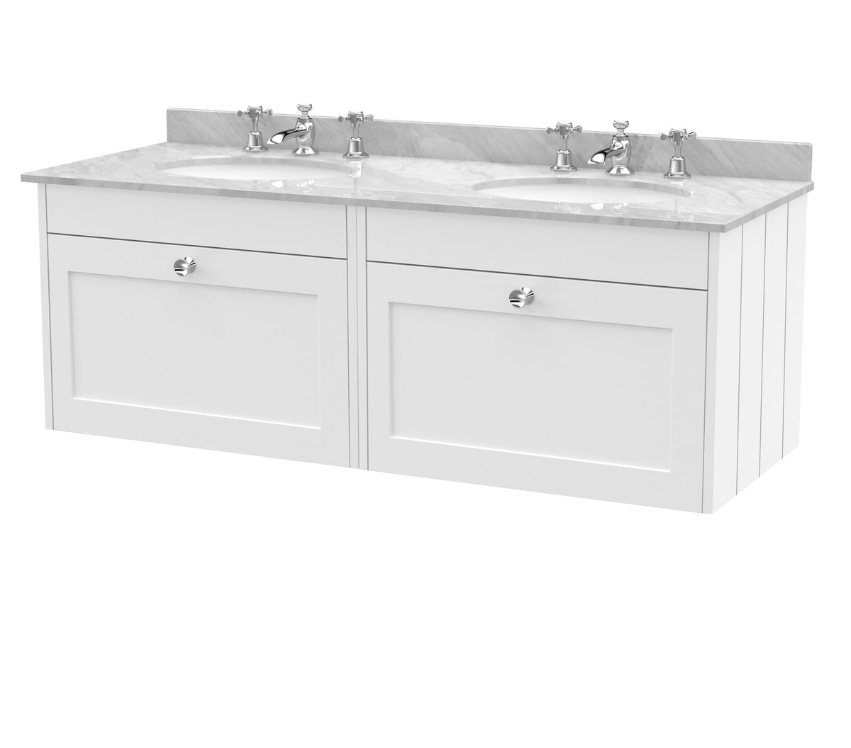 Old London Ashwick 1200mm Wall Hung 2-Drawer Unit With Marble Top