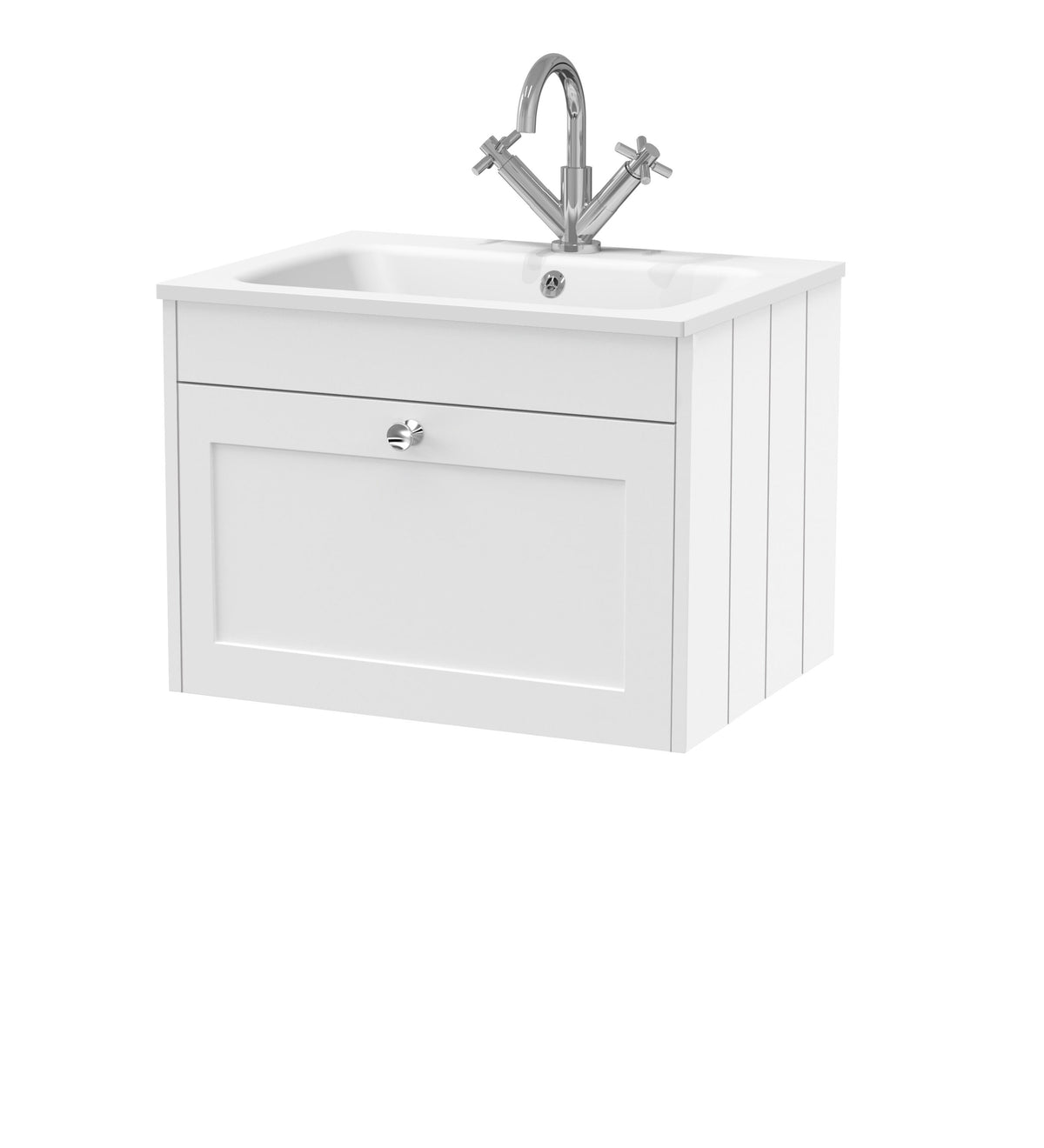 Old London Ashwick 600mm Wall Hung 1-Drawer Unit With Stone Basin 1 Tap Hole