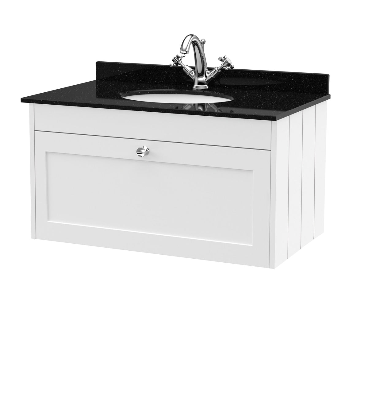Old London Ashwick 800mm Wall Hung 1-Drawer Unit With Marble Top 1 Tap Hole