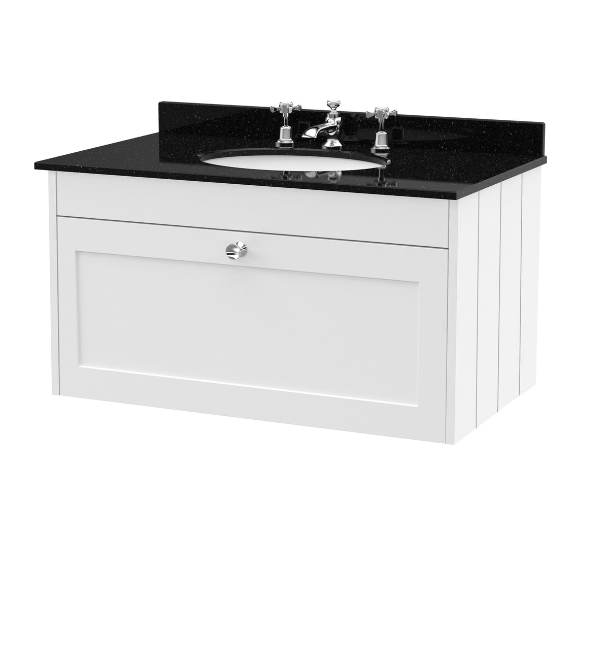 Old London Ashwick 800mm Wall Hung 1-Drawer Unit With Marble Top 3 Tap Hole