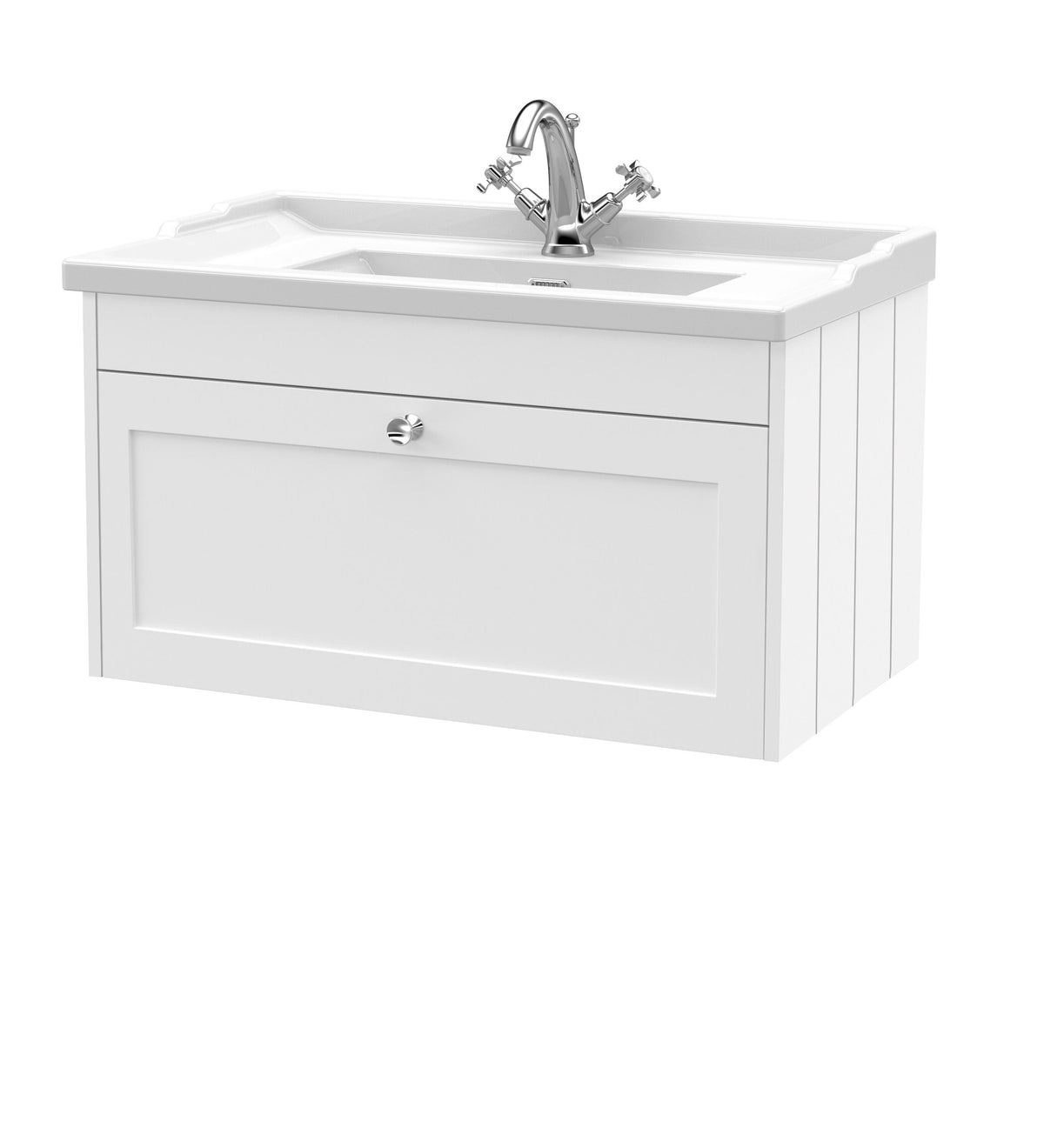 Old London Ashwick 800mm Wall Hung 1-Drawer Unit With Basin 1 Tap Hole