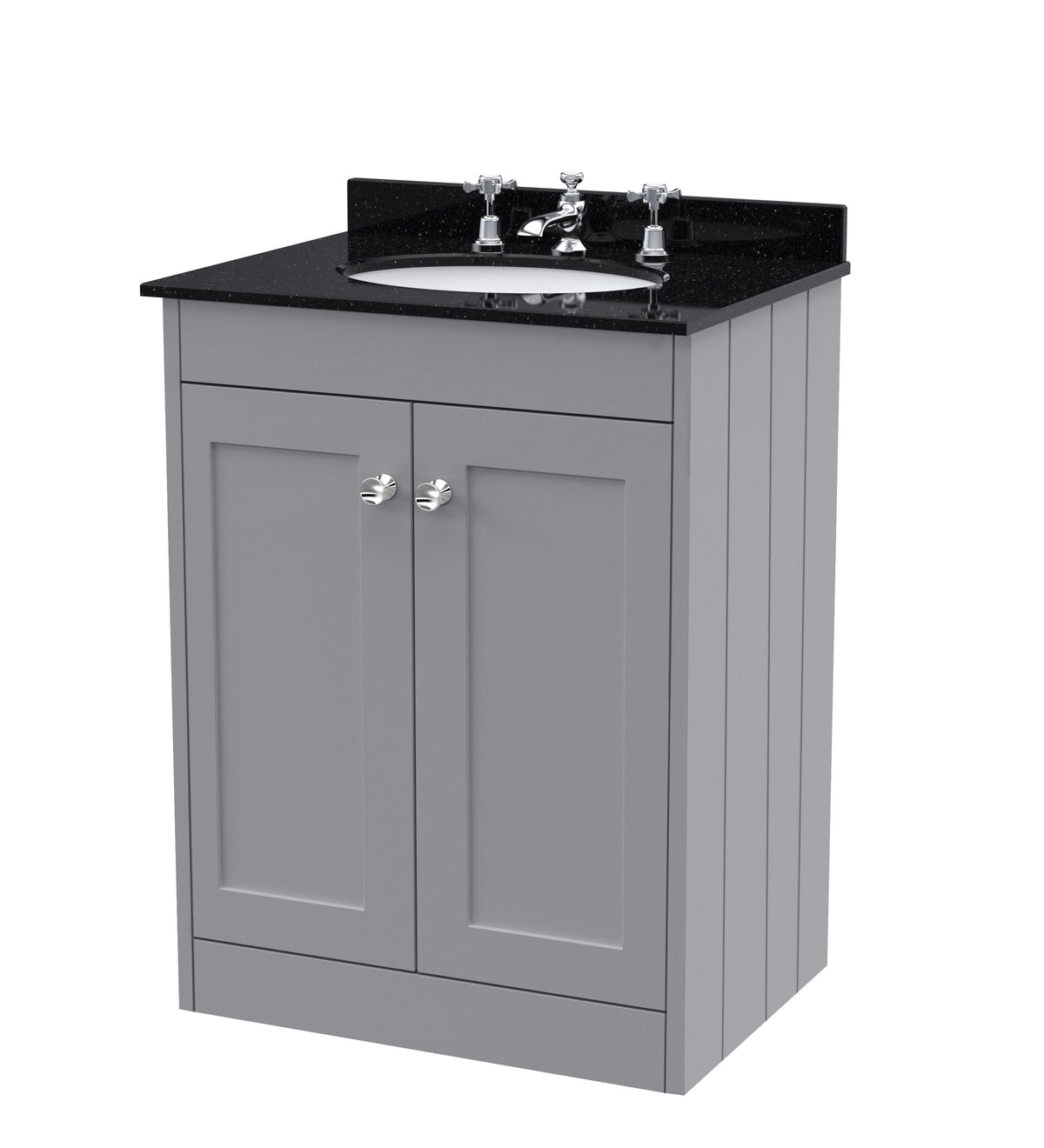 Old London Ashwick 600mm Floorstanding 2-Door Unit With Marble Top 3 Tap Hole