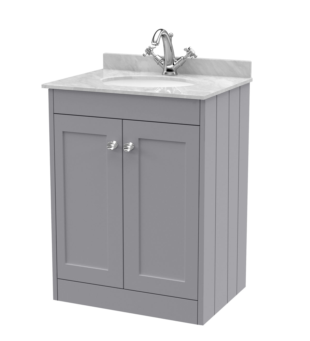 Old London Ashwick 600mm Floorstanding 2-Door Unit With Marble Top 1 Tap Hole
