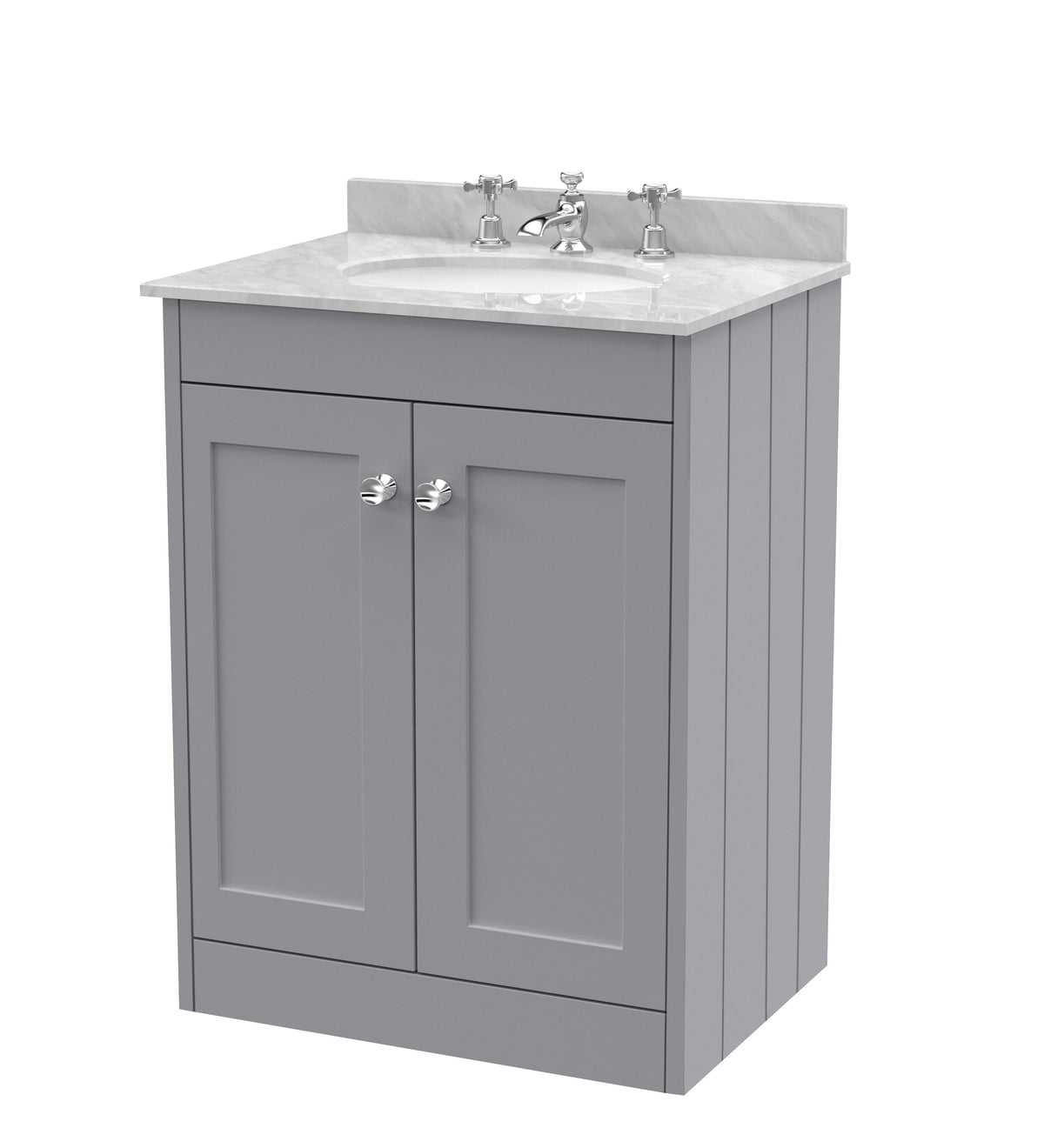 Old London Ashwick 600mm Floorstanding 2-Door Unit With Marble Top 3 Tap Hole