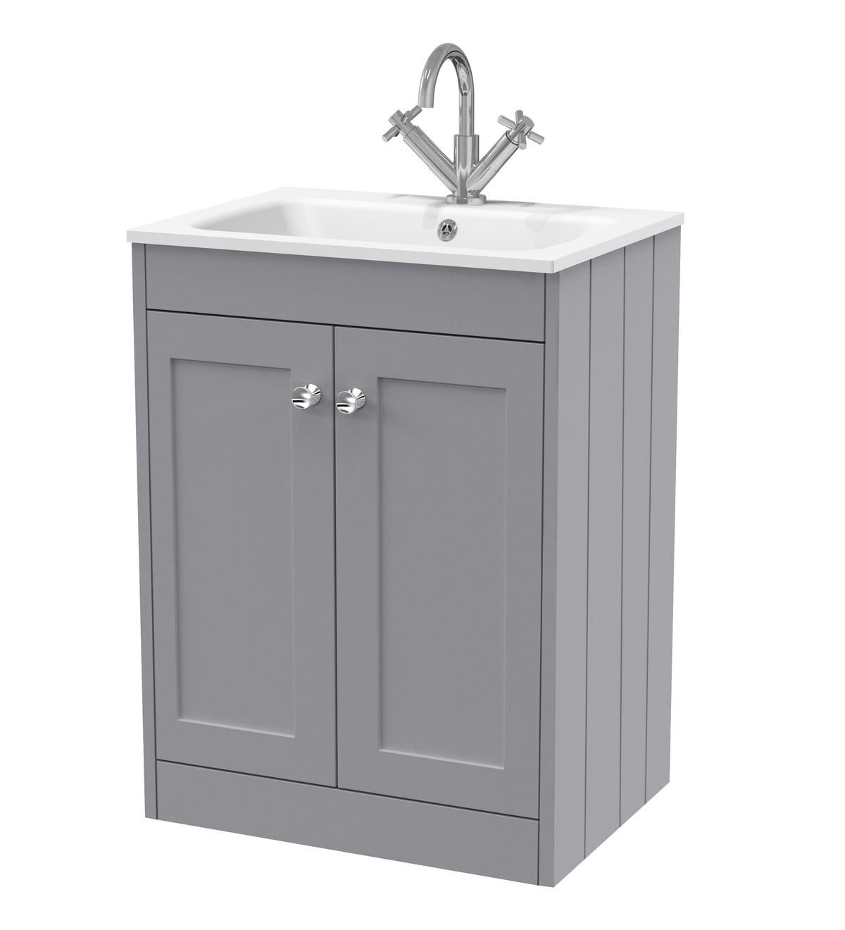Old London Ashwick 600mm Floorstanding 2-Door Unit With Stone Basin 1 Tap Hole