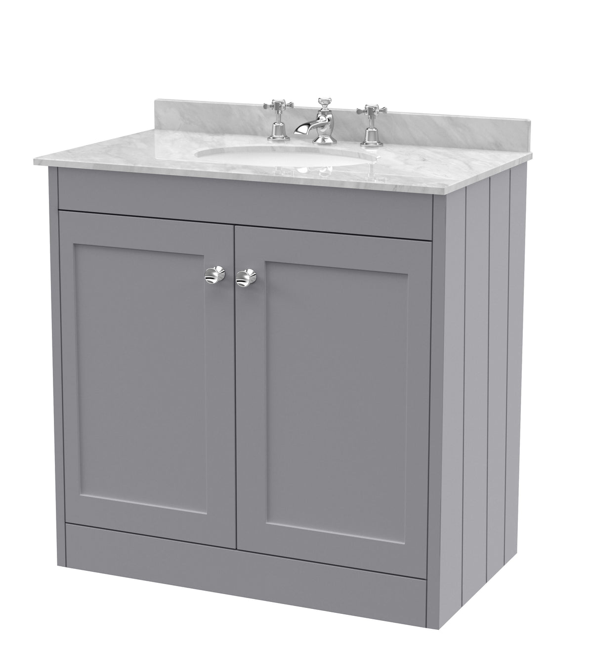 Old London Ashwick 800mm Floorstanding 2-Door Unit With Marble Top 3 Tap Hole
