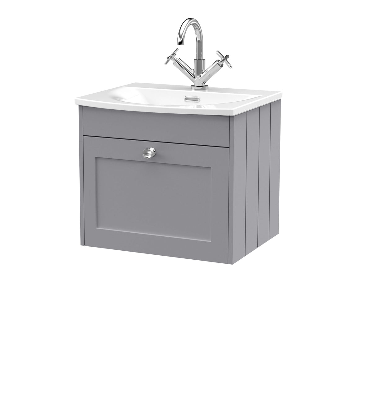 Old London Ashwick 500mm Wall Hung 1-Drawer Unit With Curved Basin