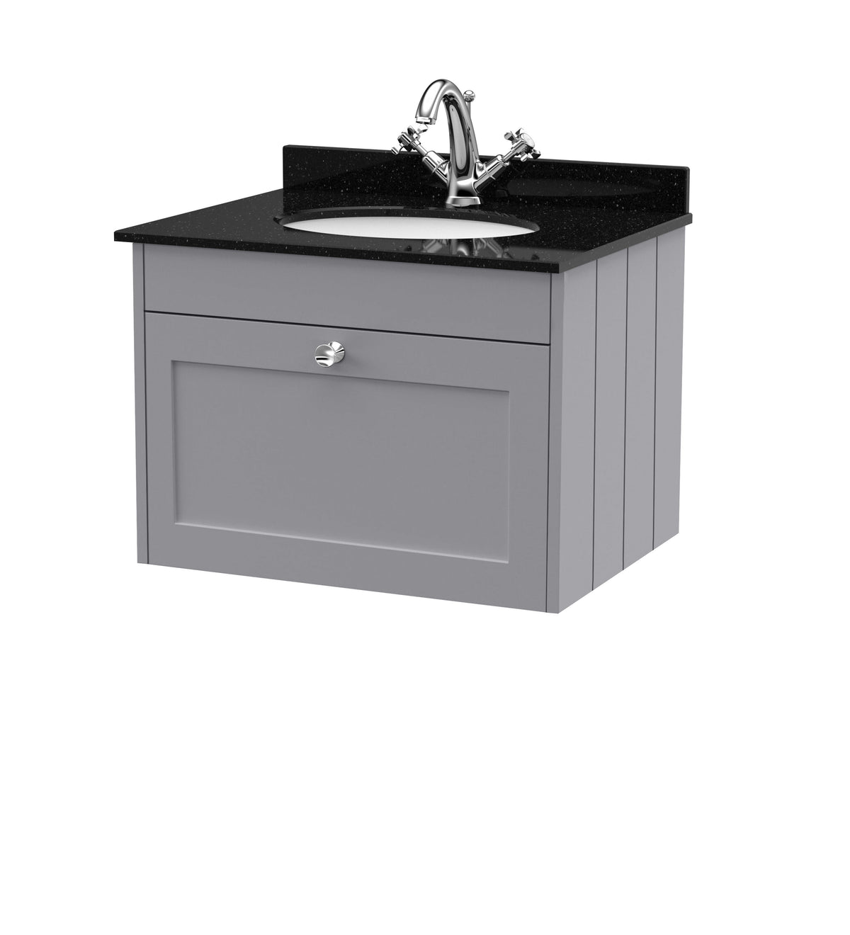 Old London Ashwick 600mm Wall Hung 1-Drawer Unit With Marble Top 1 Tap Hole