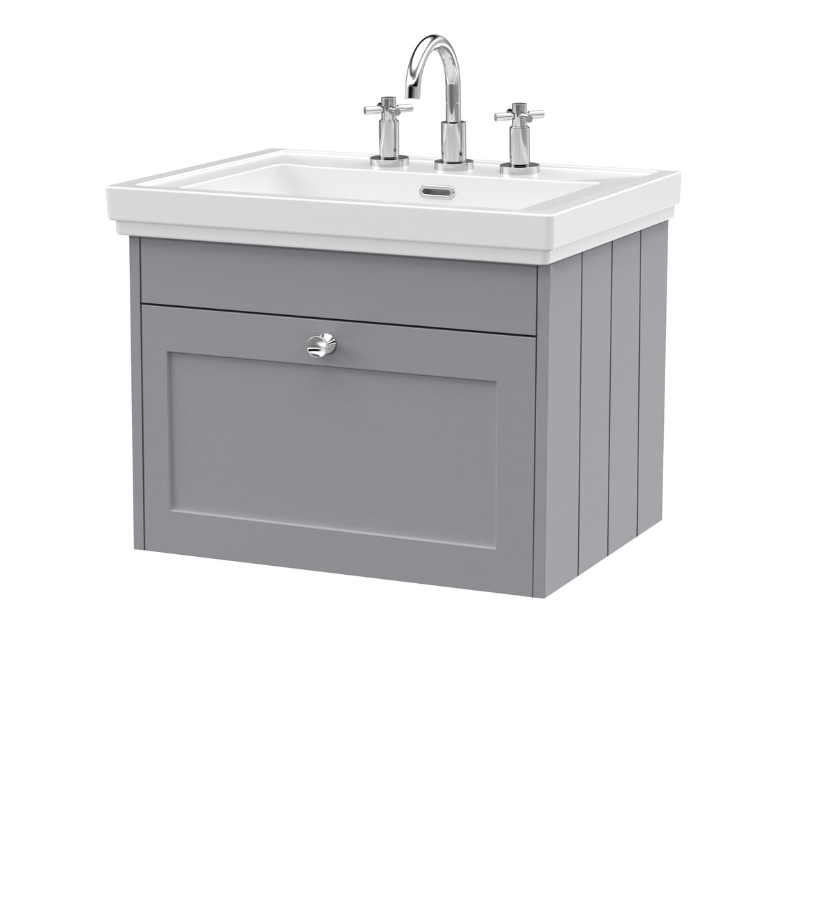 Old London Ashwick 600mm Wall Hung 1-Drawer Unit With Basin 3 Tap Hole