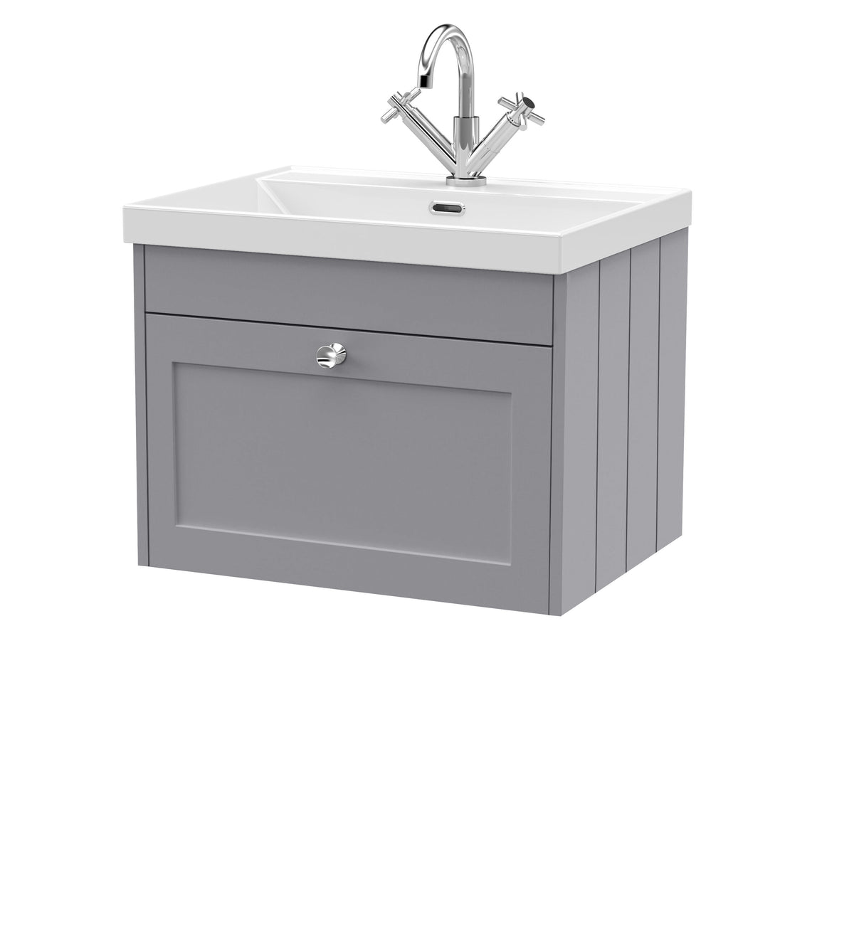 Old London Ashwick 600mm Wall Hung 1-Drawer Unit With Basin 1 Tap Hole