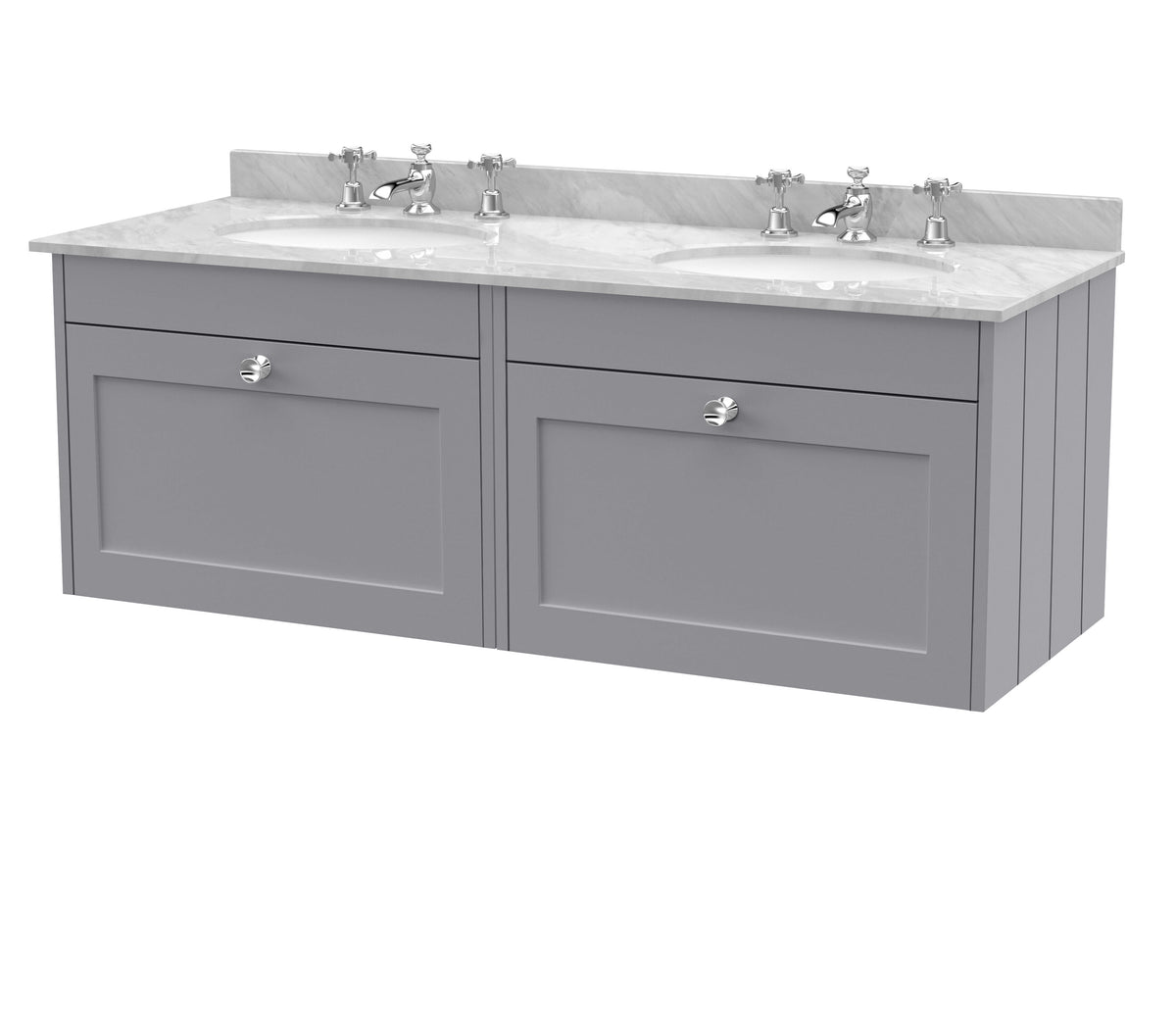 Old London Ashwick 1200mm Wall Hung 2-Drawer Unit With Marble Top