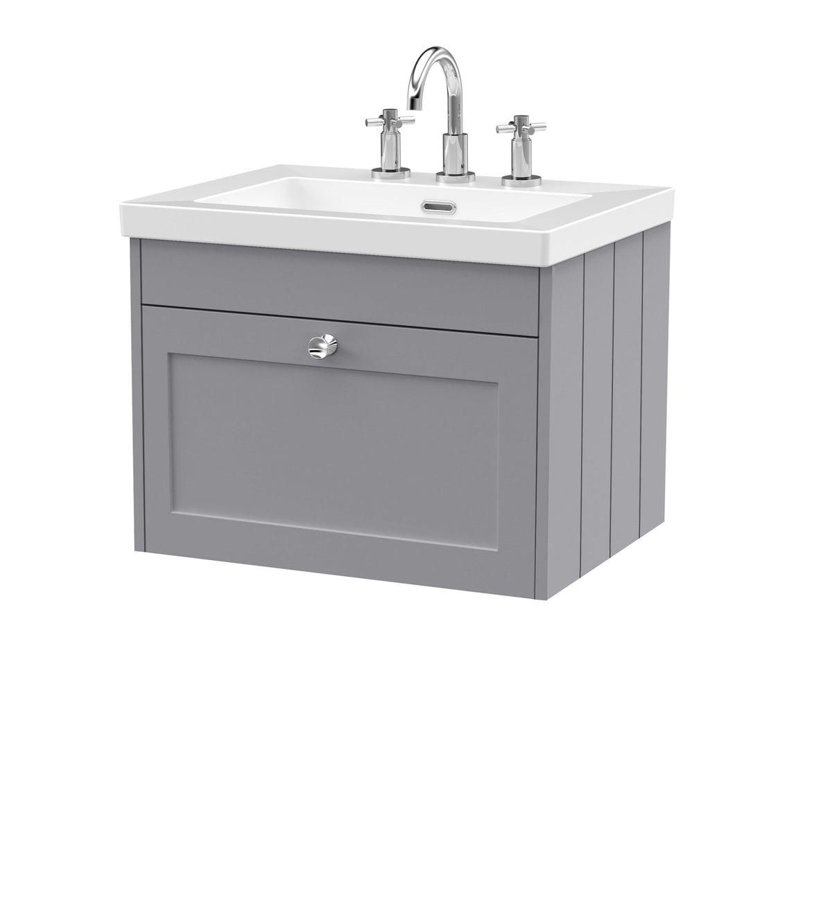 Old London Ashwick 600mm Wall Hung 1-Drawer Unit With Basin 3 Tap Hole