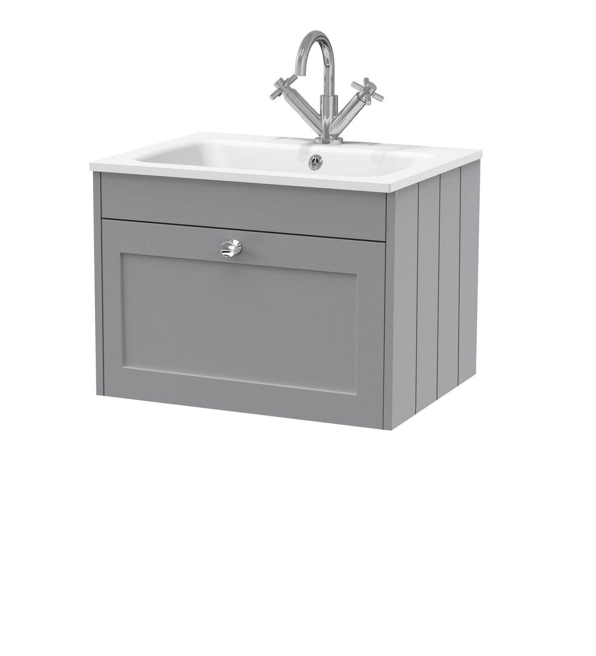 Old London Ashwick 600mm Wall Hung 1-Drawer Unit With Stone Basin 1 Tap Hole