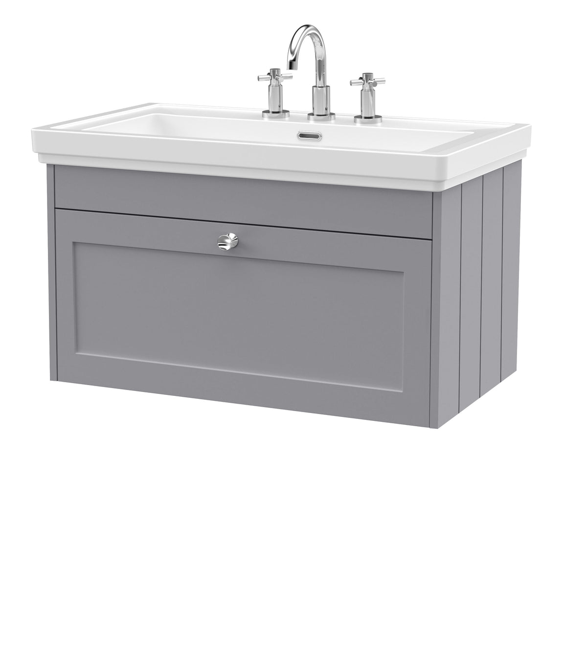 Old London Ashwick 800mm Wall Hung 1-Drawer Unit With Basin 3 Tap Hole