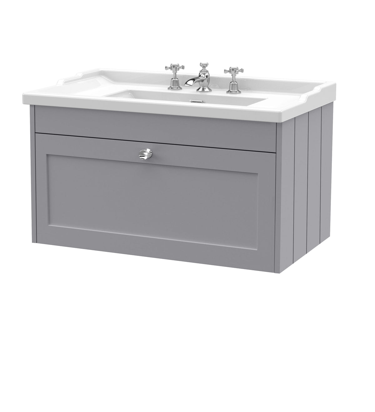 Old London Ashwick 800mm Wall Hung 1-Drawer Unit With Basin 3 Tap Hole