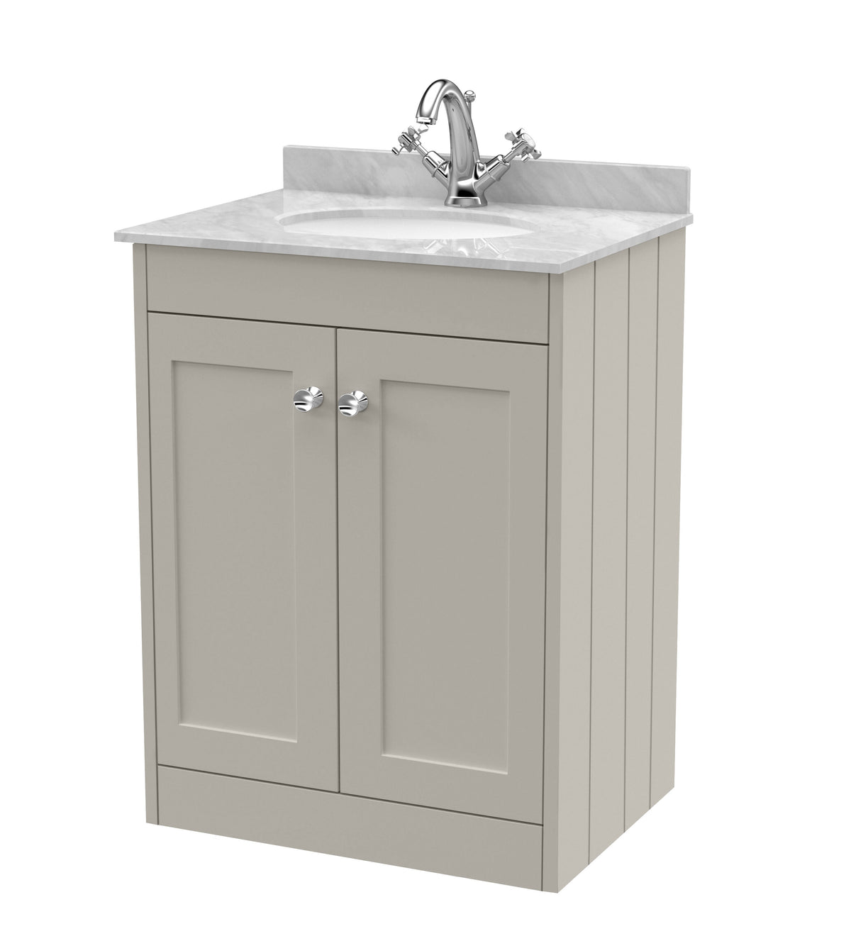 Old London Ashwick 600mm Floorstanding 2-Door Unit With Marble Top 1 Tap Hole