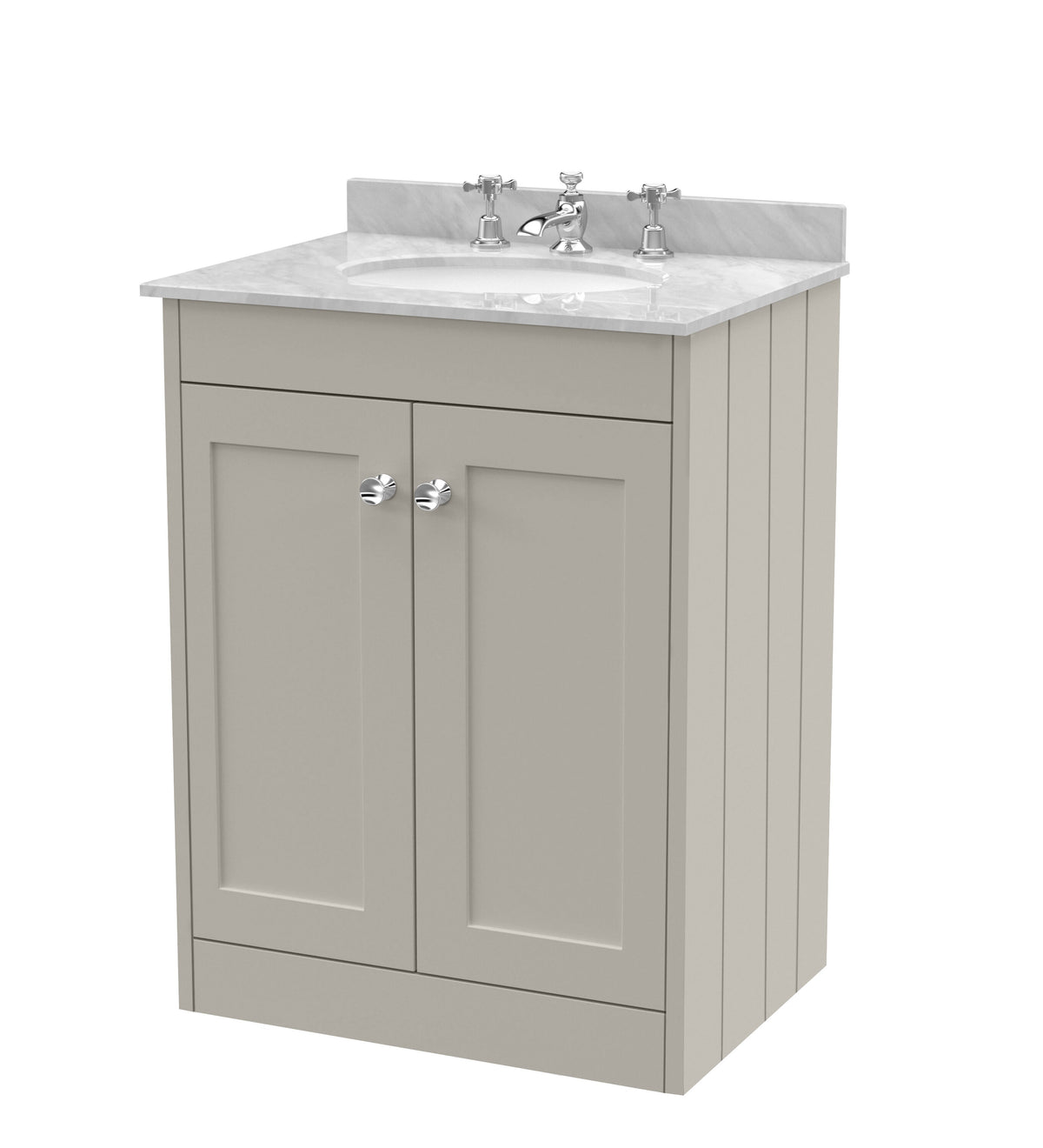 Old London Ashwick 600mm Floorstanding 2-Door Unit With Marble Top 3 Tap Hole