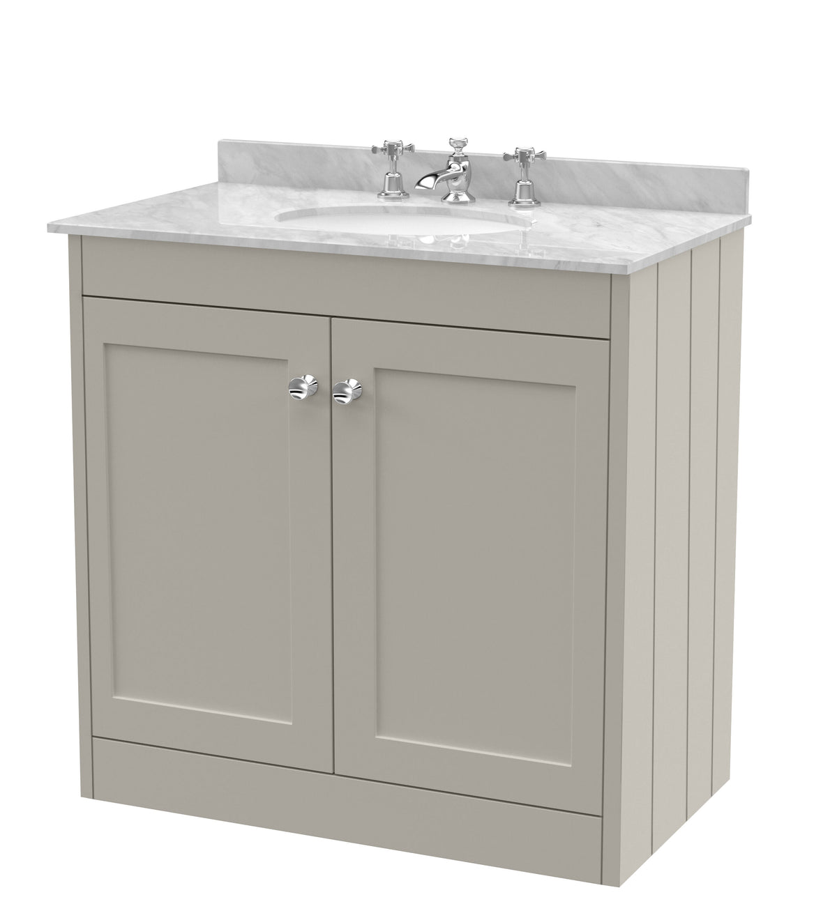 Old London Ashwick 800mm Floorstanding 2-Door Unit With Marble Top 3 Tap Hole