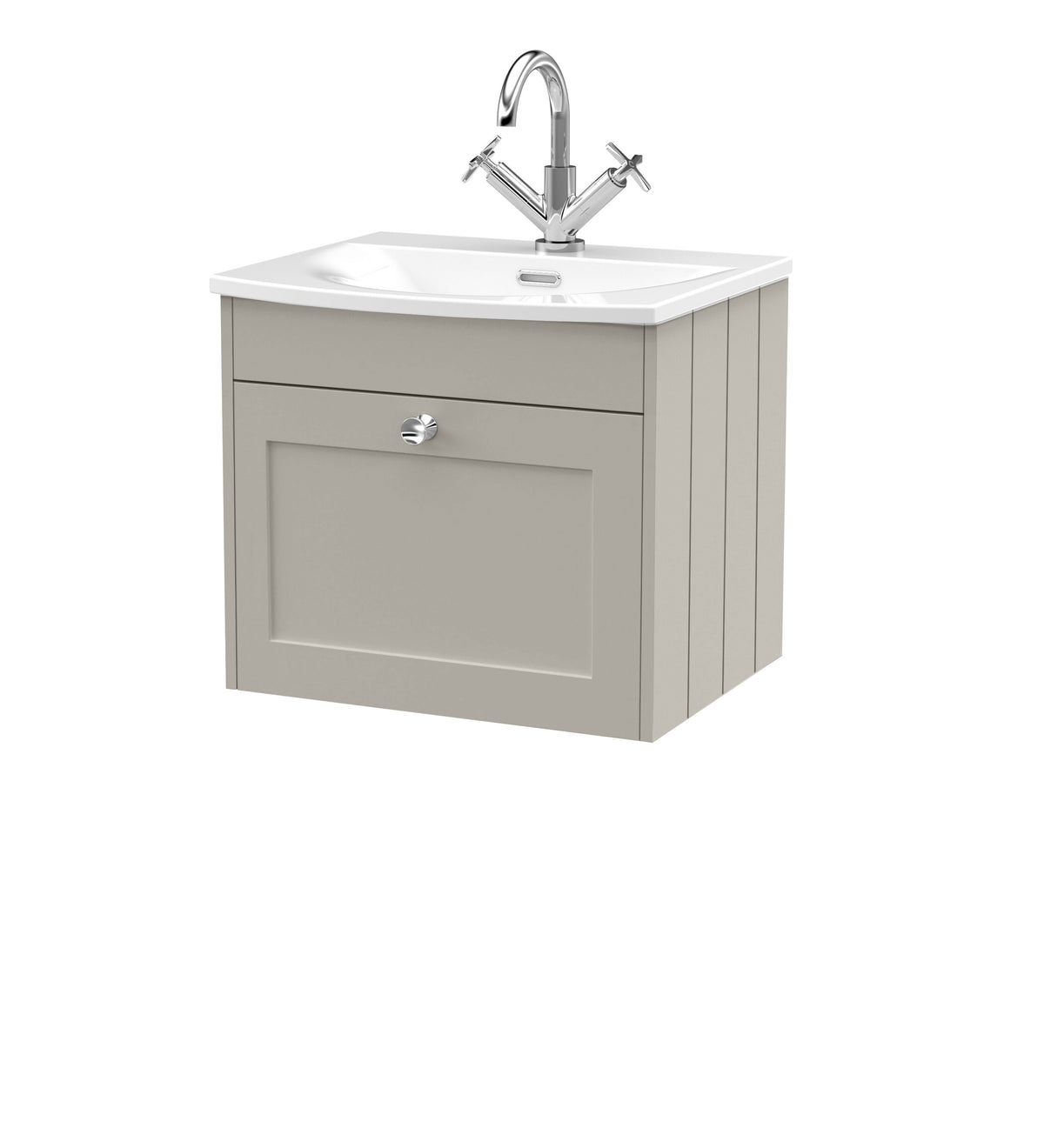 Old London Ashwick 500mm Wall Hung 1-Drawer Unit With Curved Basin