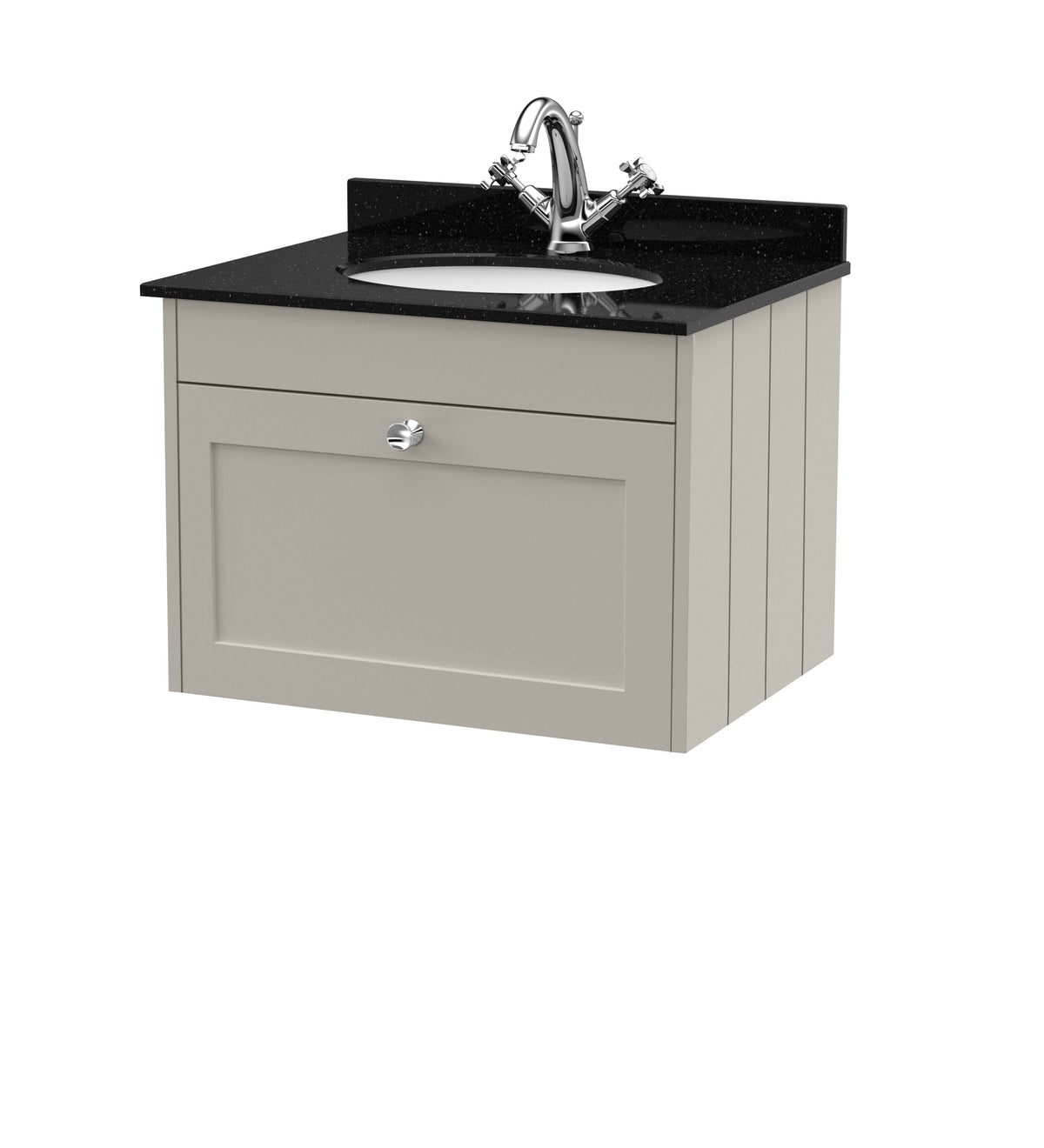 Old London Ashwick 600mm Wall Hung 1-Drawer Unit With Marble Top 1 Tap Hole