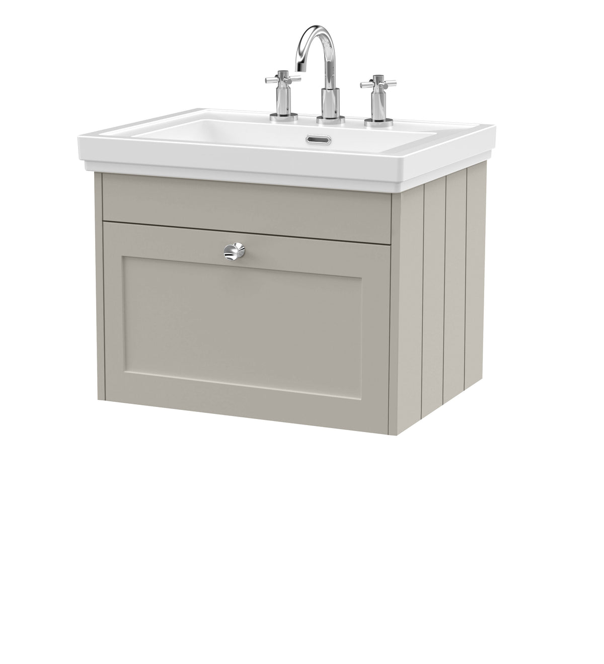 Old London Ashwick 600mm Wall Hung 1-Drawer Unit With Basin 3 Tap Hole
