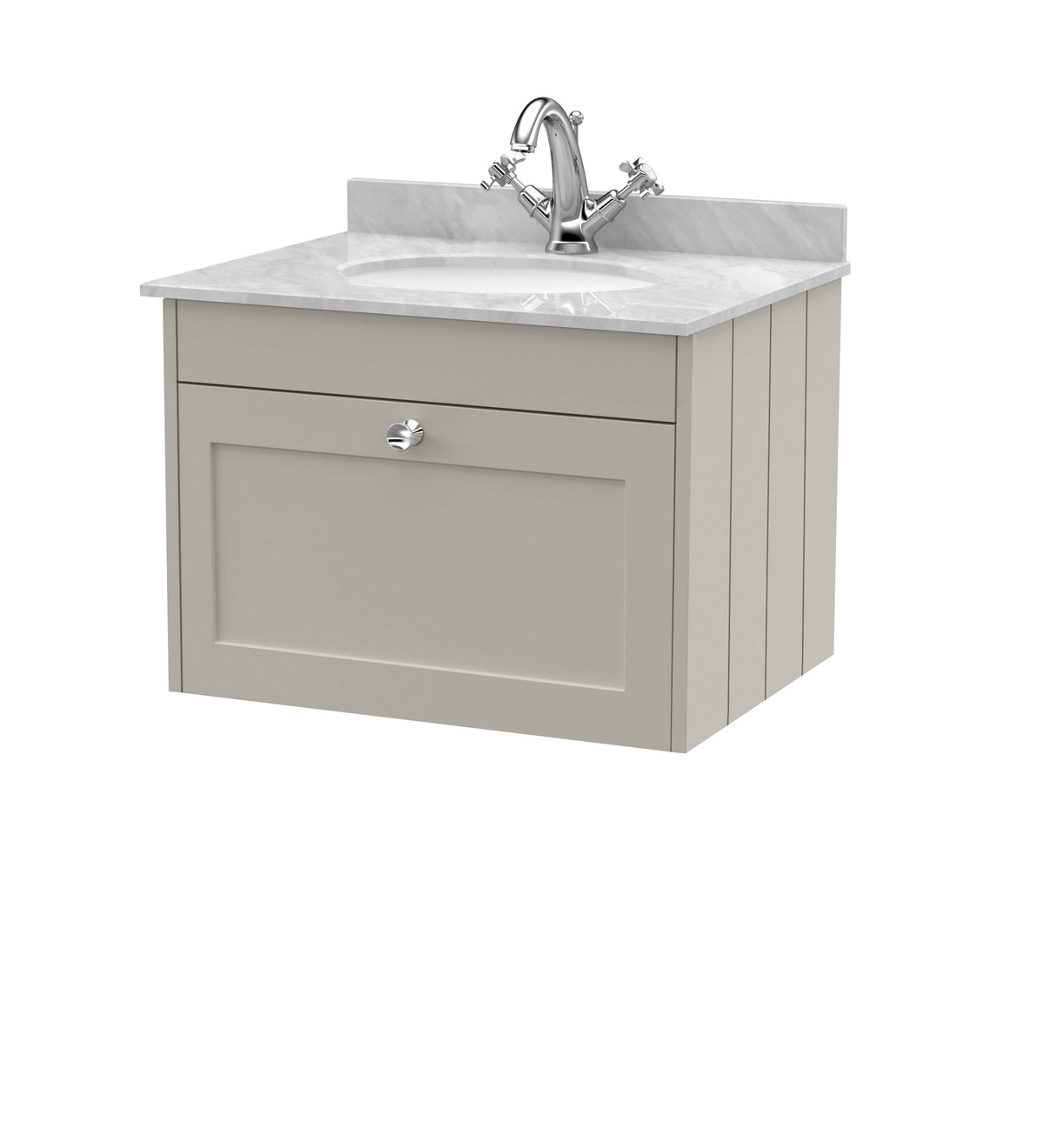 Old London Ashwick 600mm Wall Hung 1-Drawer Unit With Marble Top 1 Tap Hole