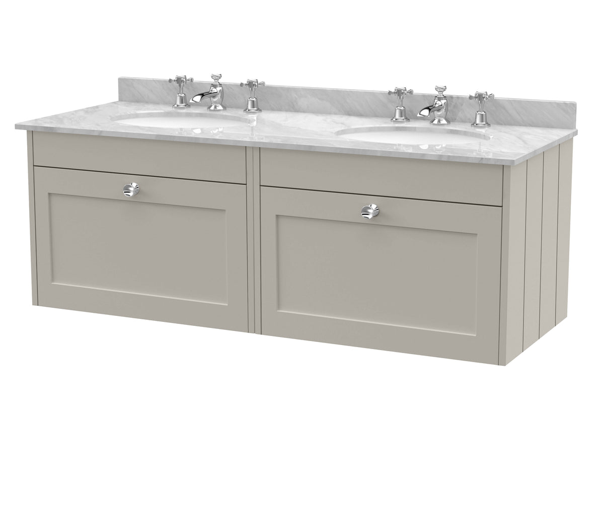 Old London Ashwick 1200mm Wall Hung 2-Drawer Unit With Marble Top