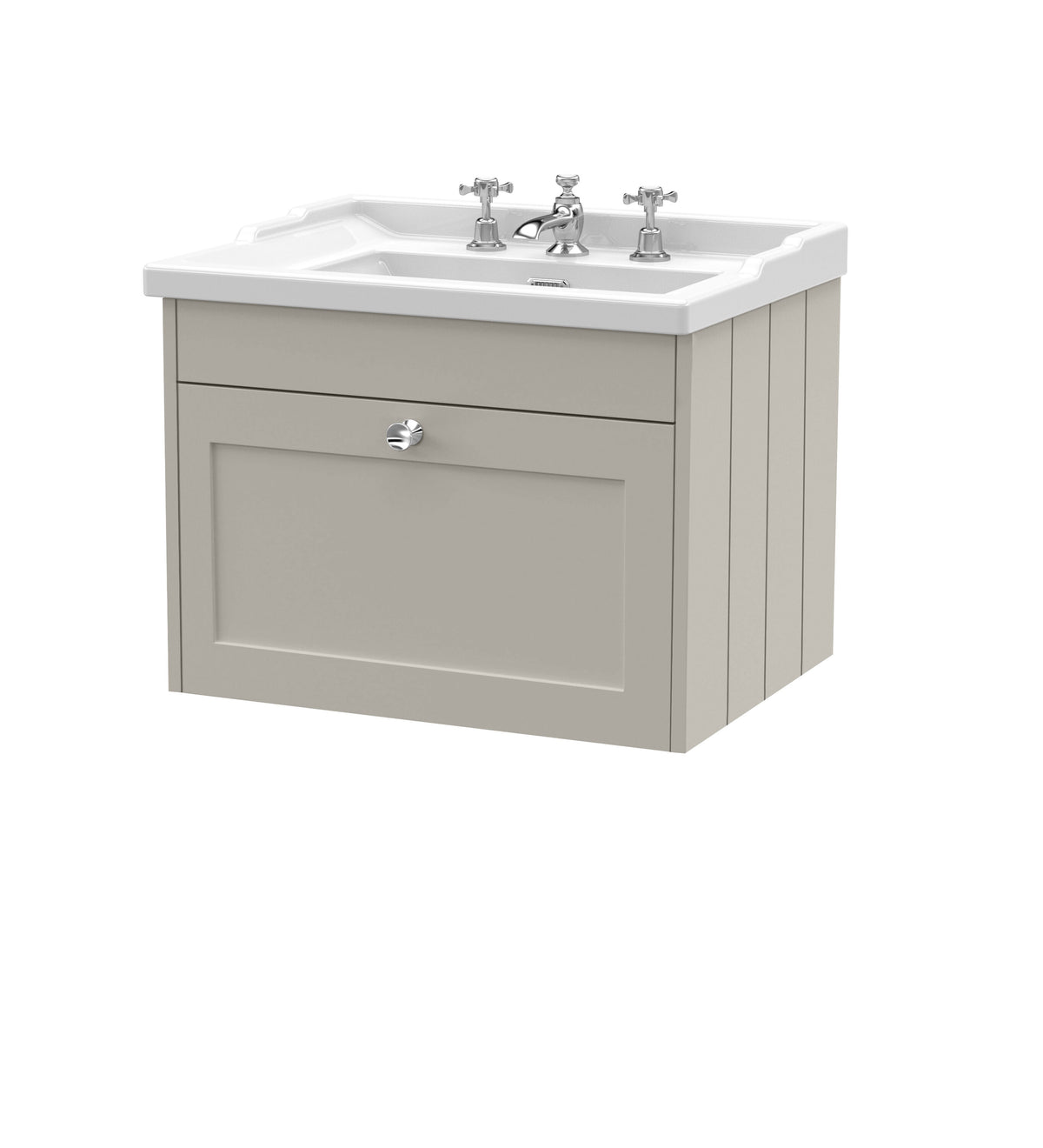 Old London Ashwick 600mm Wall Hung 1-Drawer Unit With Basin 3 Tap Hole