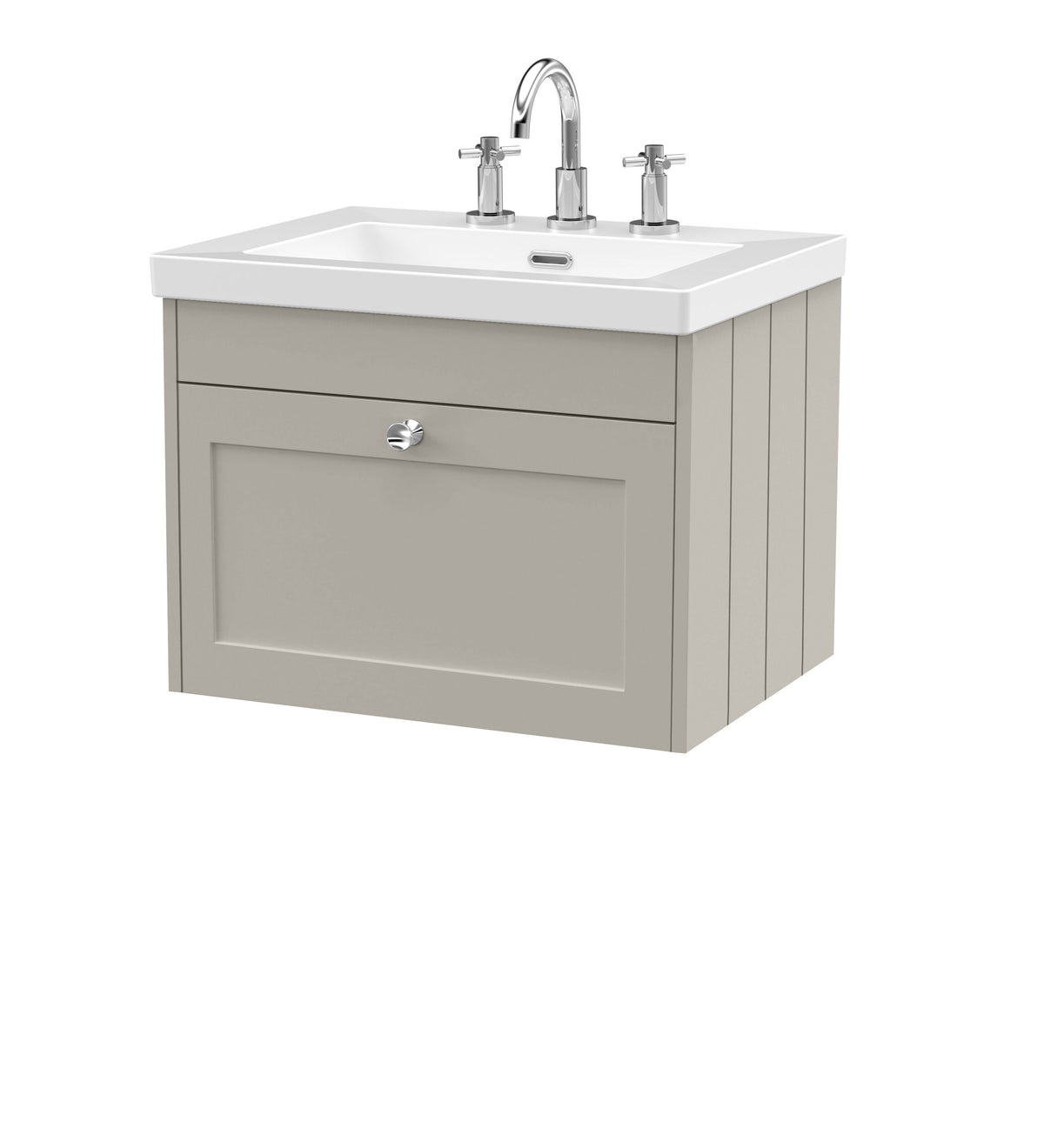 Old London Ashwick 600mm Wall Hung 1-Drawer Unit With Basin 3 Tap Hole
