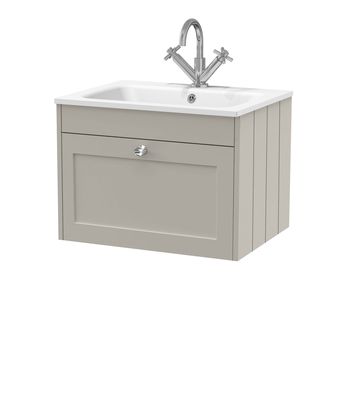 Old London Ashwick 600mm Wall Hung 1-Drawer Unit With Stone Basin 1 Tap Hole