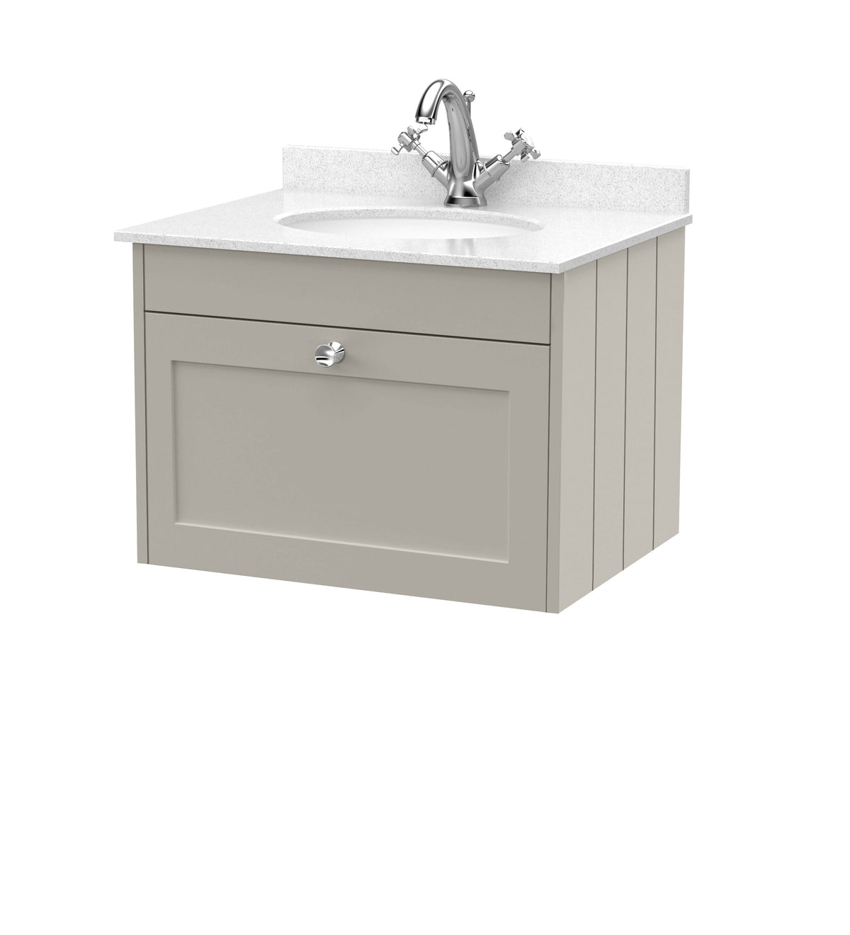 Old London Ashwick 600mm Wall Hung 1-Drawer Unit With Marble Top 1 Tap Hole