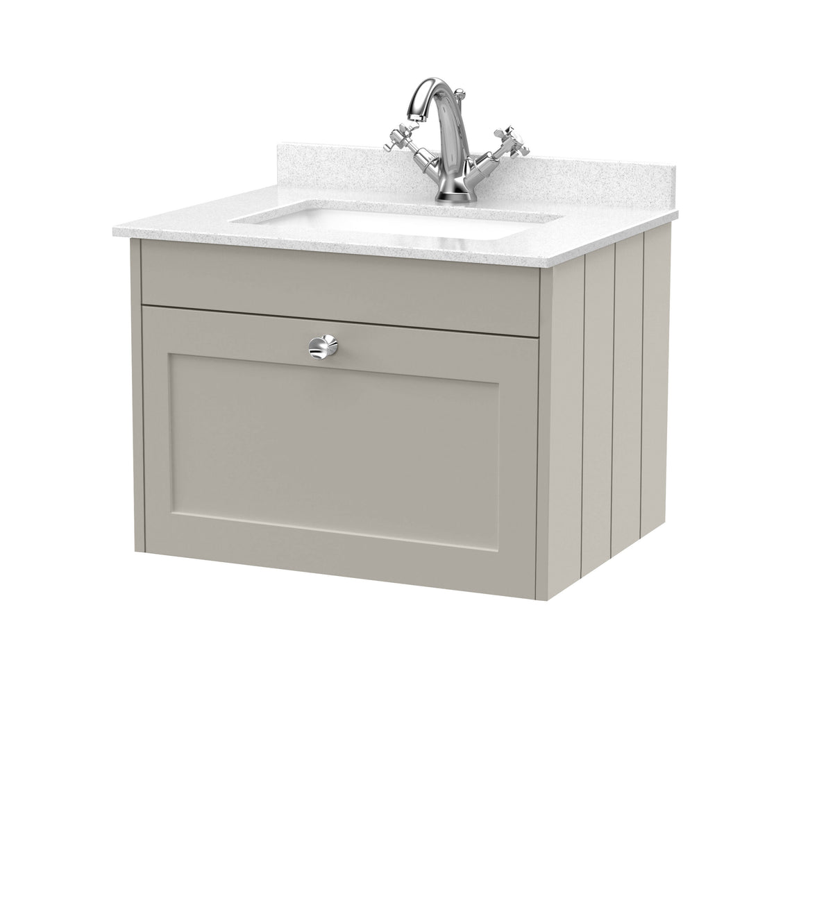 Old London Ashwick 600mm Wall Hung 1-Drawer Unit With Marble Top 1 Tap Hole