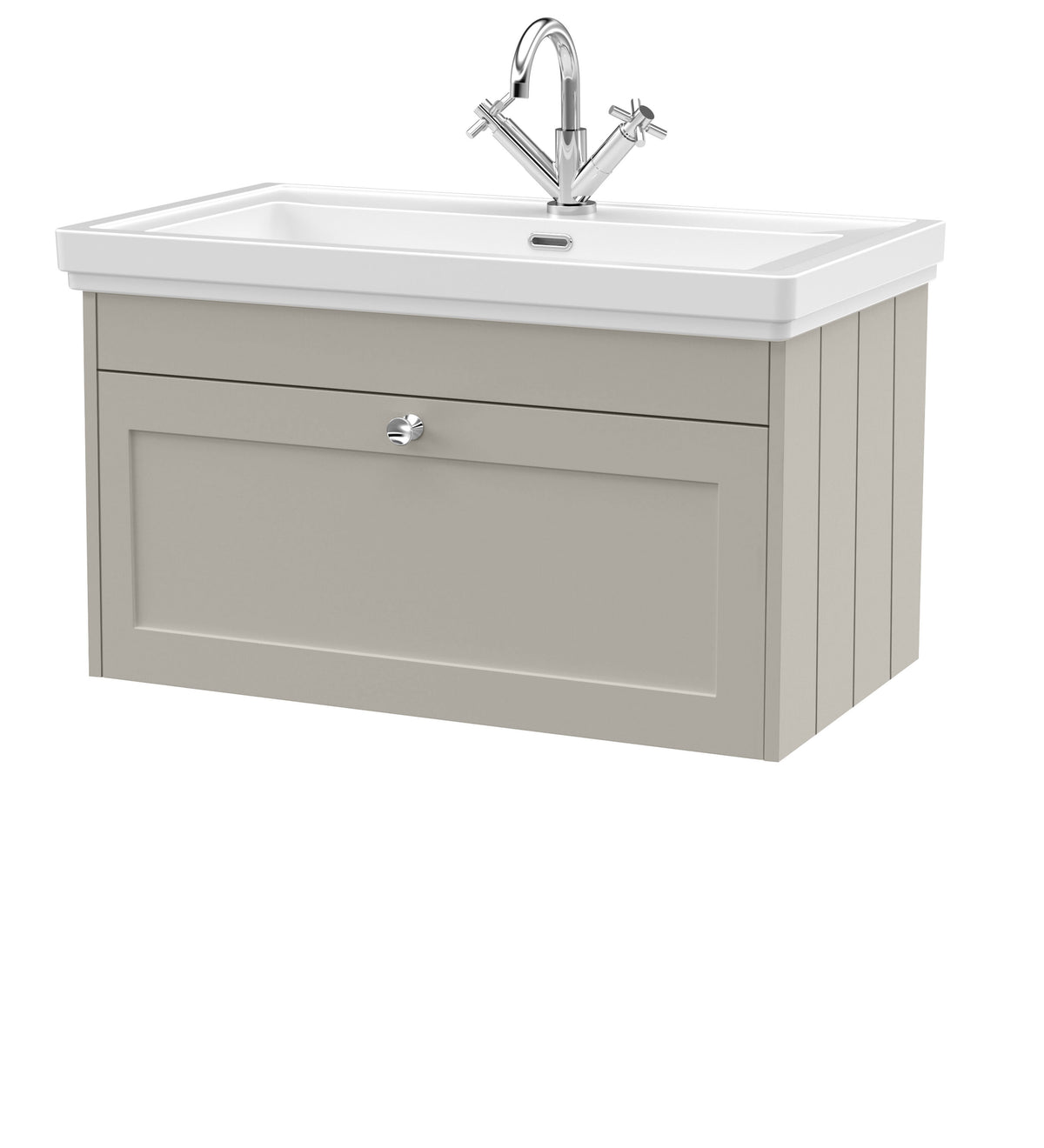 Old London Ashwick 800mm Wall Hung 1-Drawer Unit With Basin 1 Tap Hole