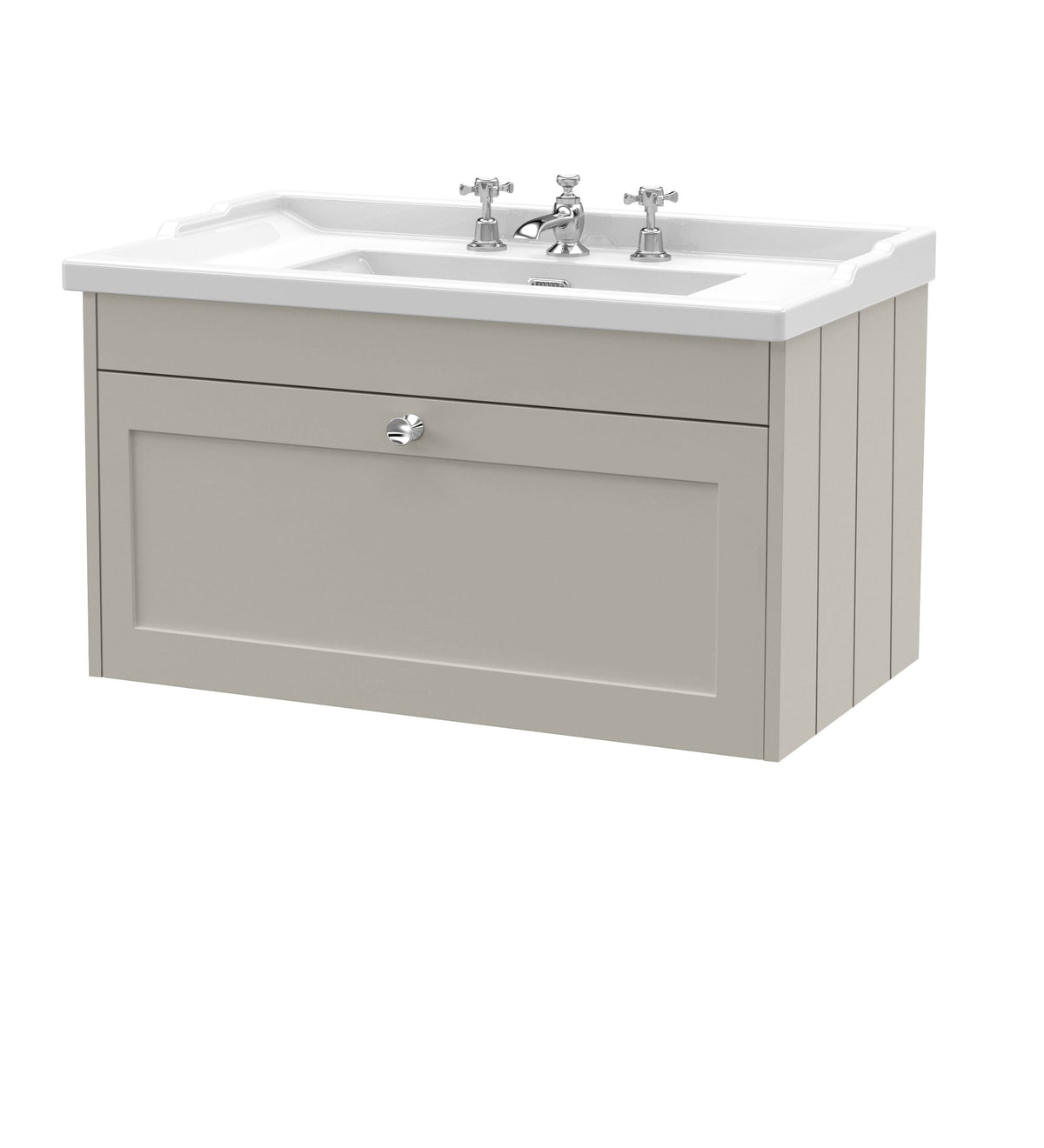Old London Ashwick 800mm Wall Hung 1-Drawer Unit With Basin 3 Tap Hole