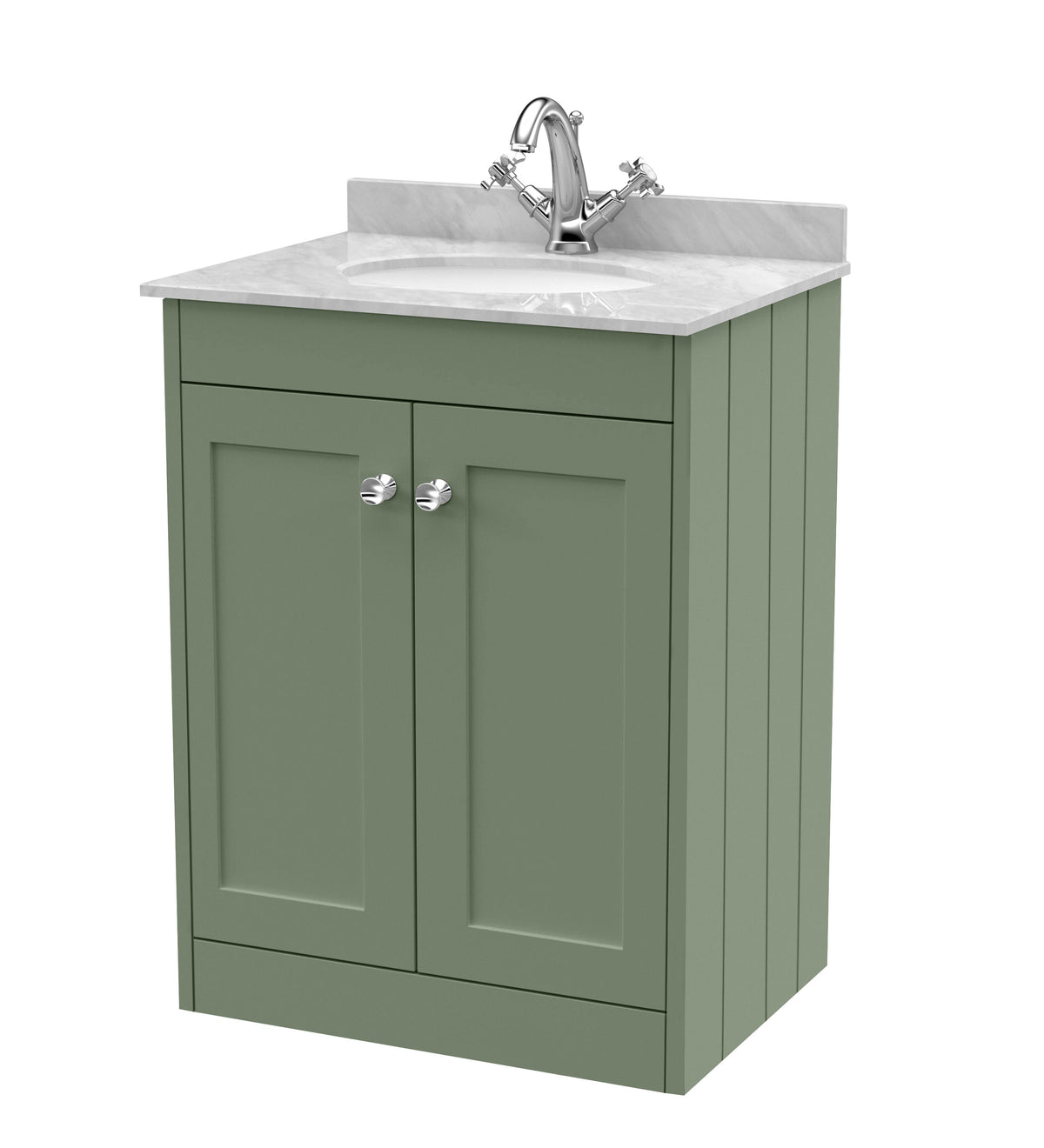 Old London Ashwick 600mm Floorstanding 2-Door Unit With Marble Top 1 Tap Hole