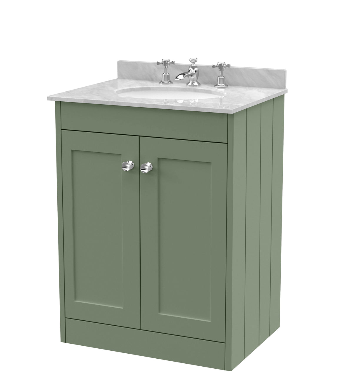 Old London Ashwick 600mm Floorstanding 2-Door Unit With Marble Top 3 Tap Hole