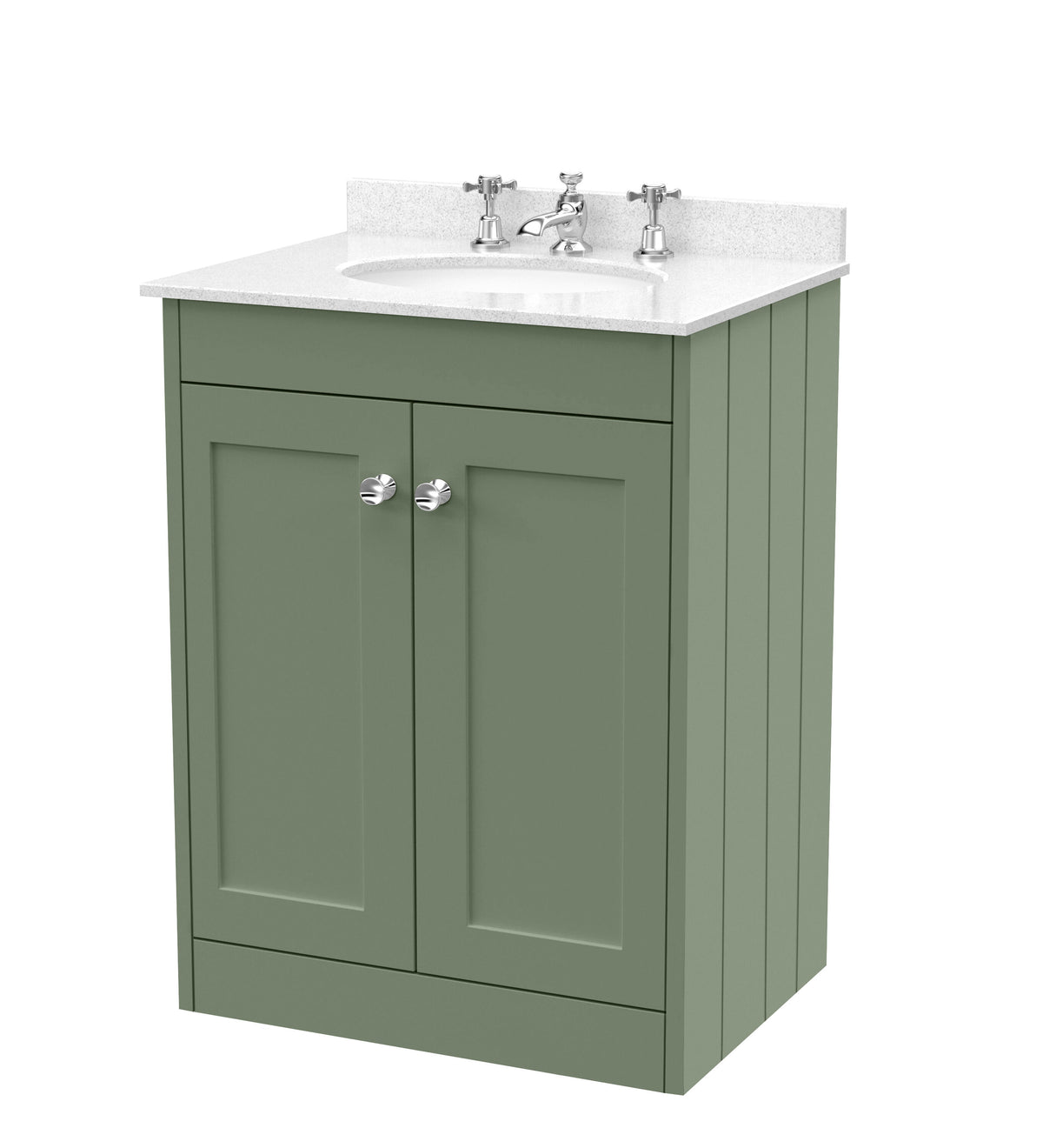Old London Ashwick 600mm Floorstanding 2-Door Unit With Marble Top 3 Tap Hole