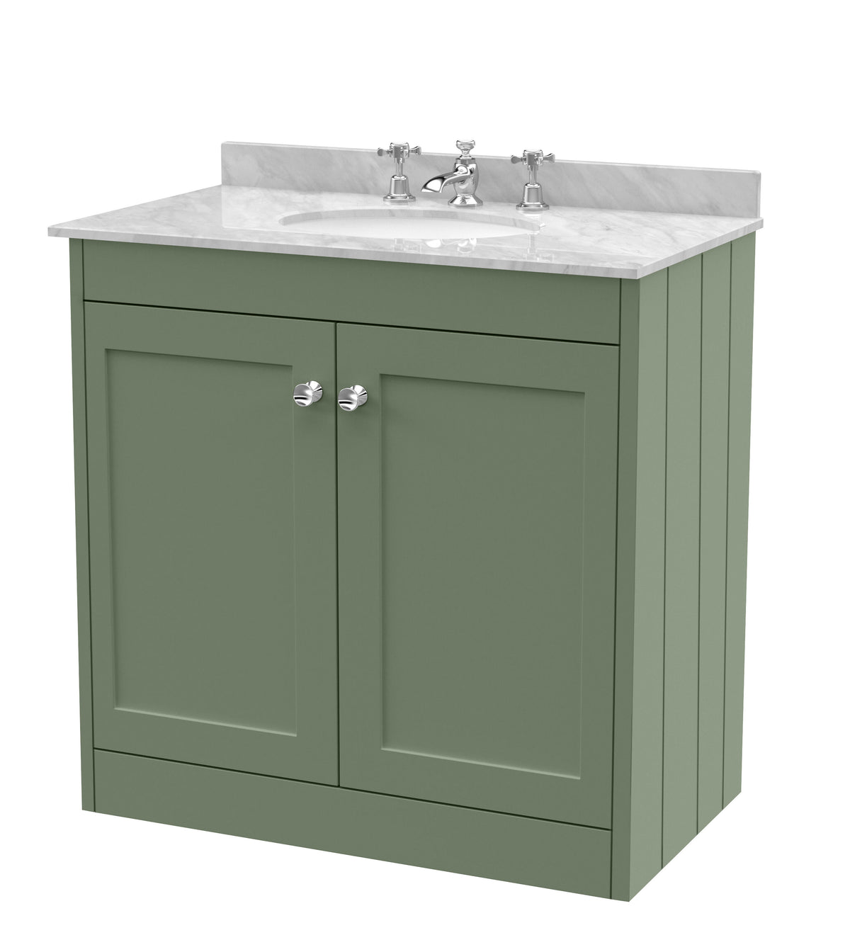 Old London Ashwick 800mm Floorstanding 2-Door Unit With Marble Top 3 Tap Hole