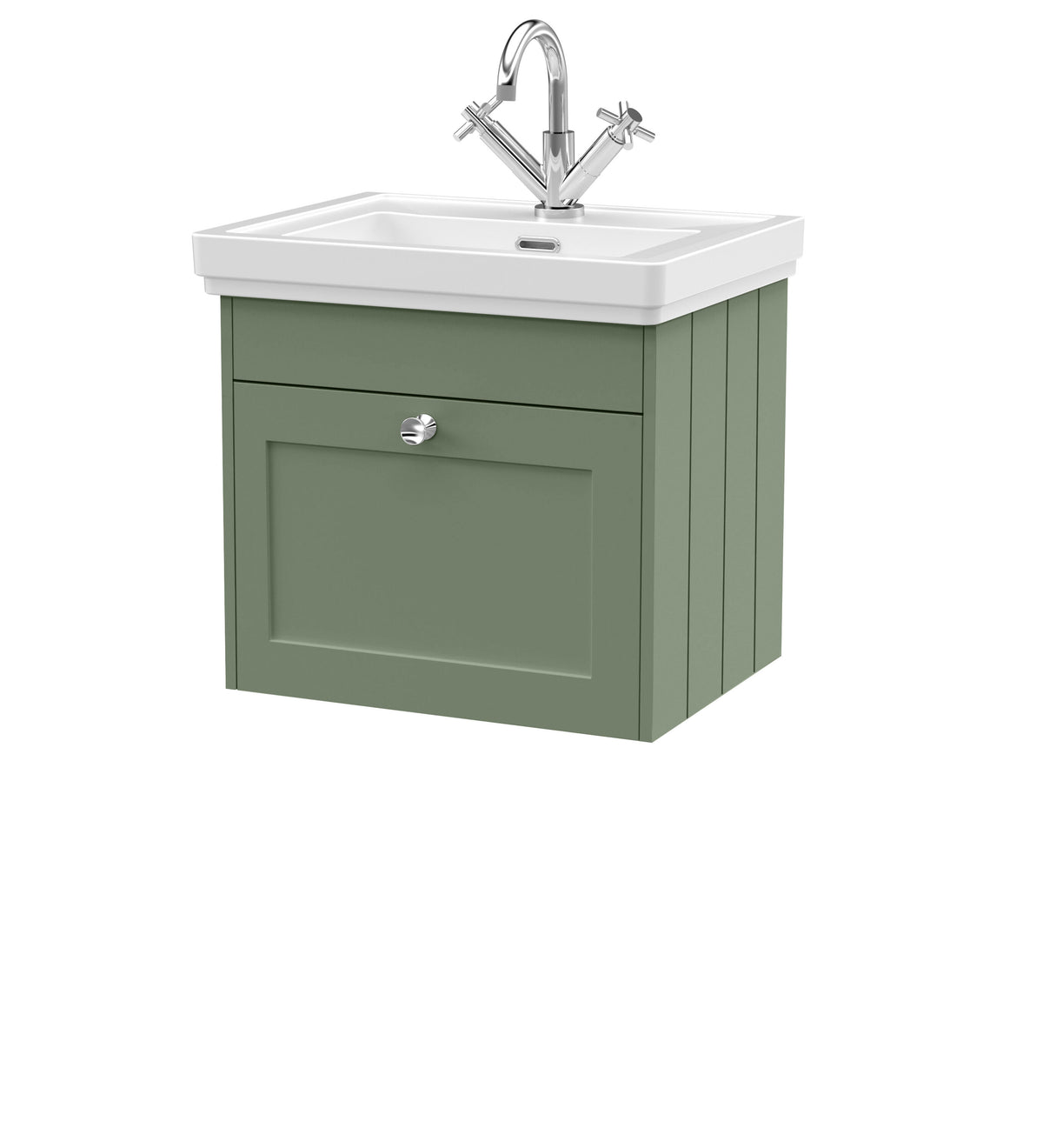 Old London Ashwick 500mm Wall Hung 1-Drawer Unit With Basin 1 Tap Hole