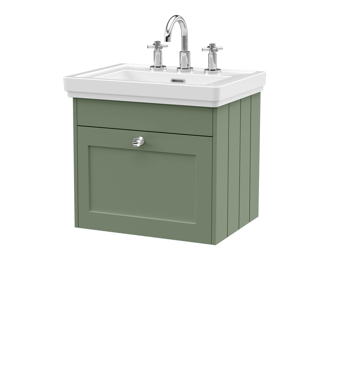 Old London Ashwick 500mm Wall Hung 1-Drawer Unit With Basin 3 Tap Hole