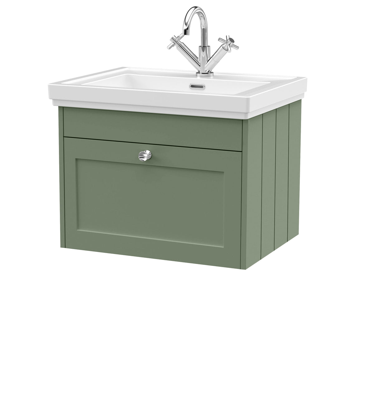 Old London Ashwick 600mm Wall Hung 1-Drawer Unit With Basin 1 Tap Hole
