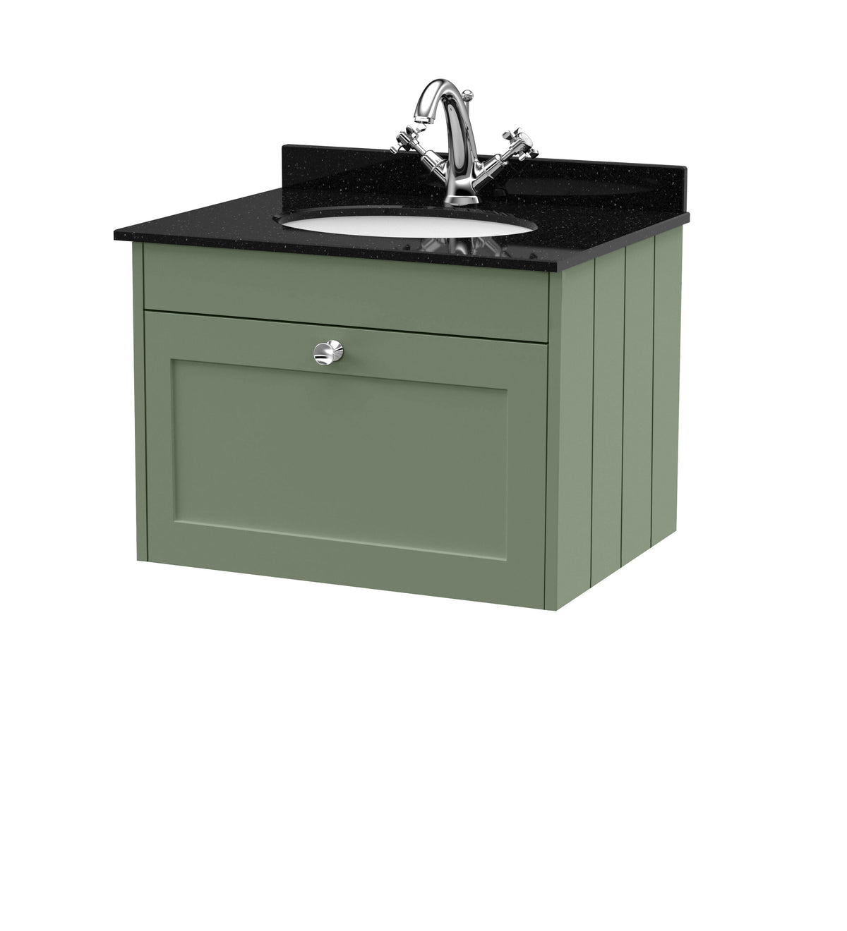 Old London Ashwick 600mm Wall Hung 1-Drawer Unit With Marble Top 1 Tap Hole