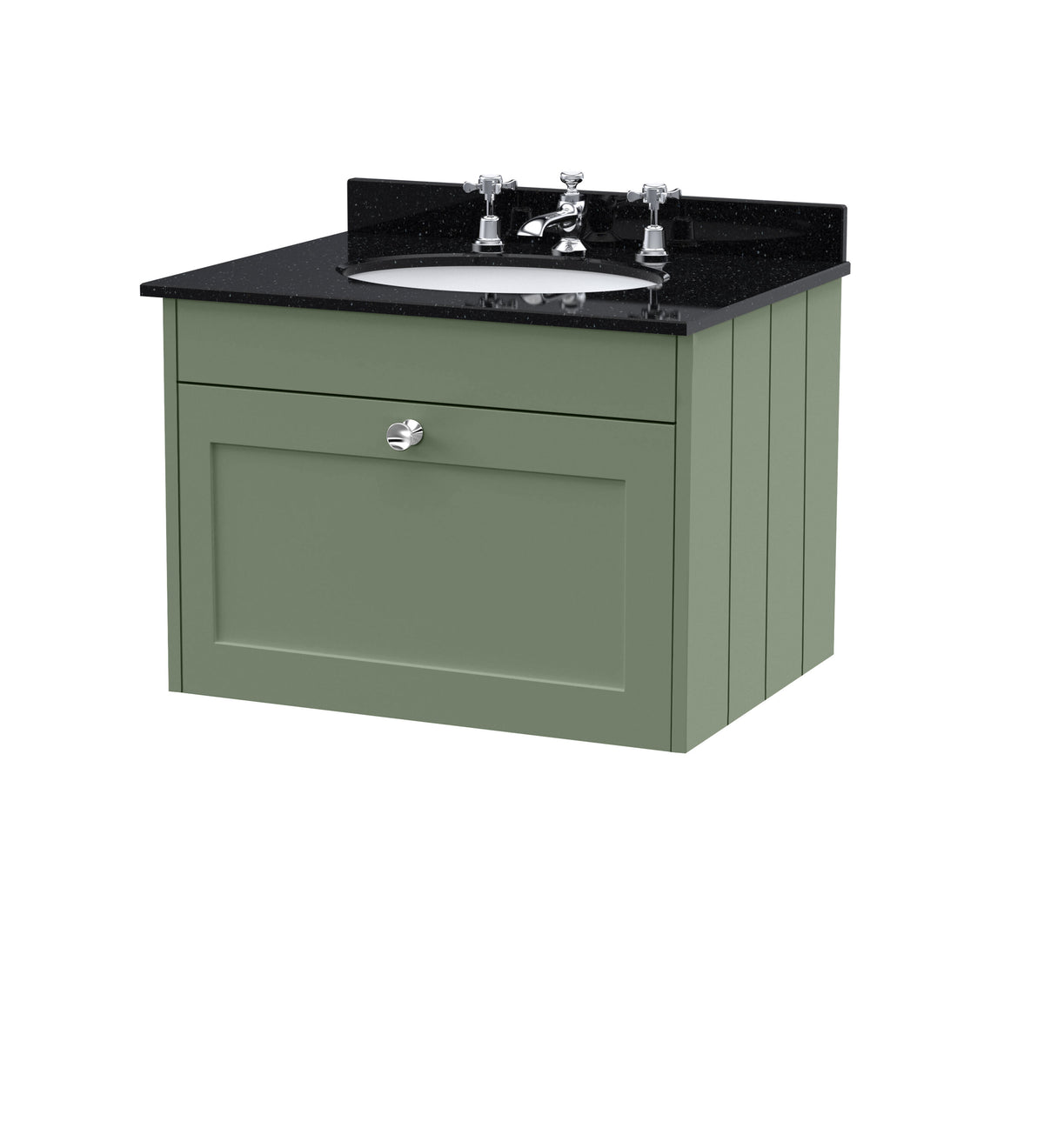 Old London Ashwick 600mm Wall Hung 1-Drawer Unit With Marble Top 3 Tap Hole