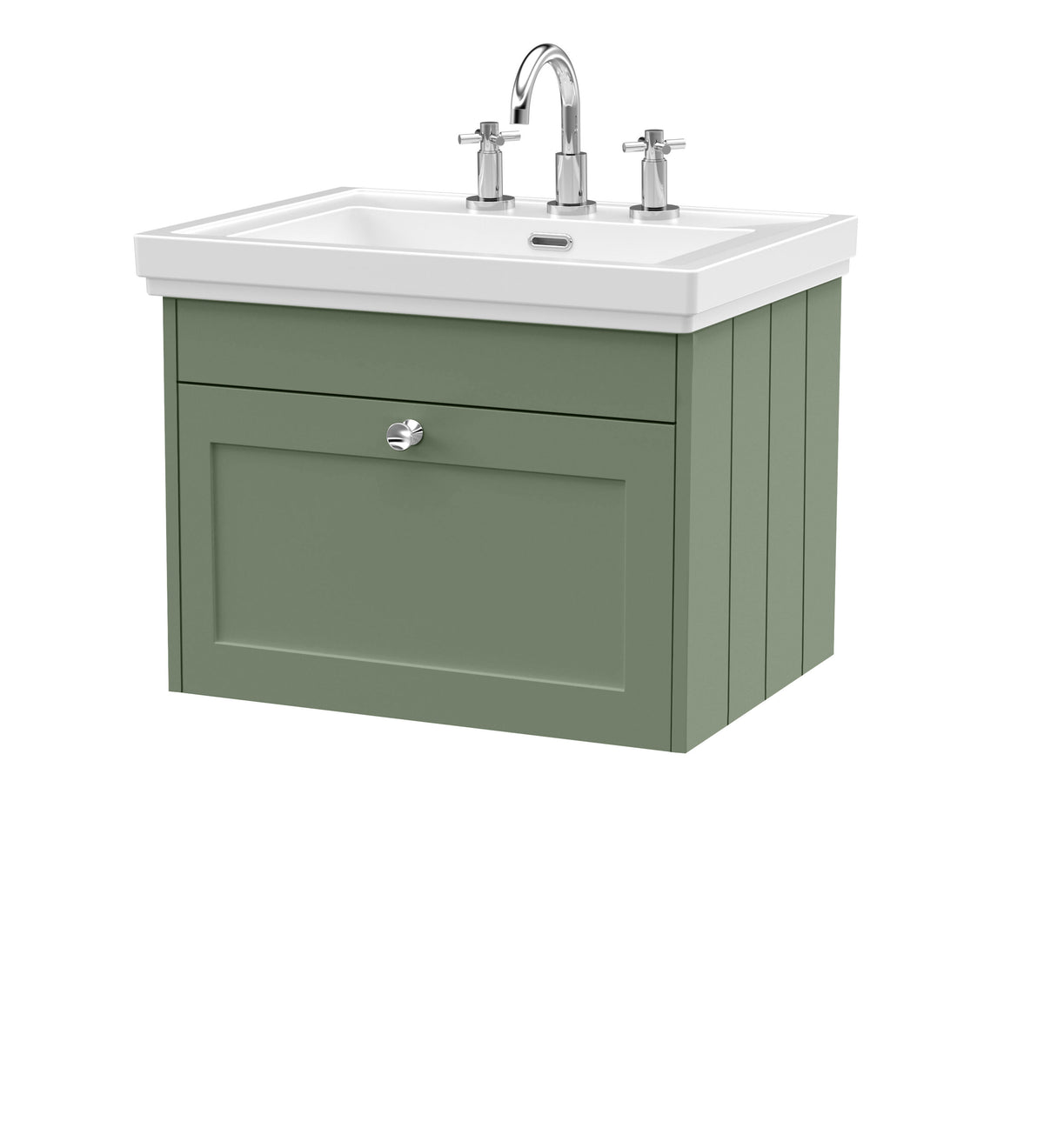 Old London Ashwick 600mm Wall Hung 1-Drawer Unit With Basin 3 Tap Hole