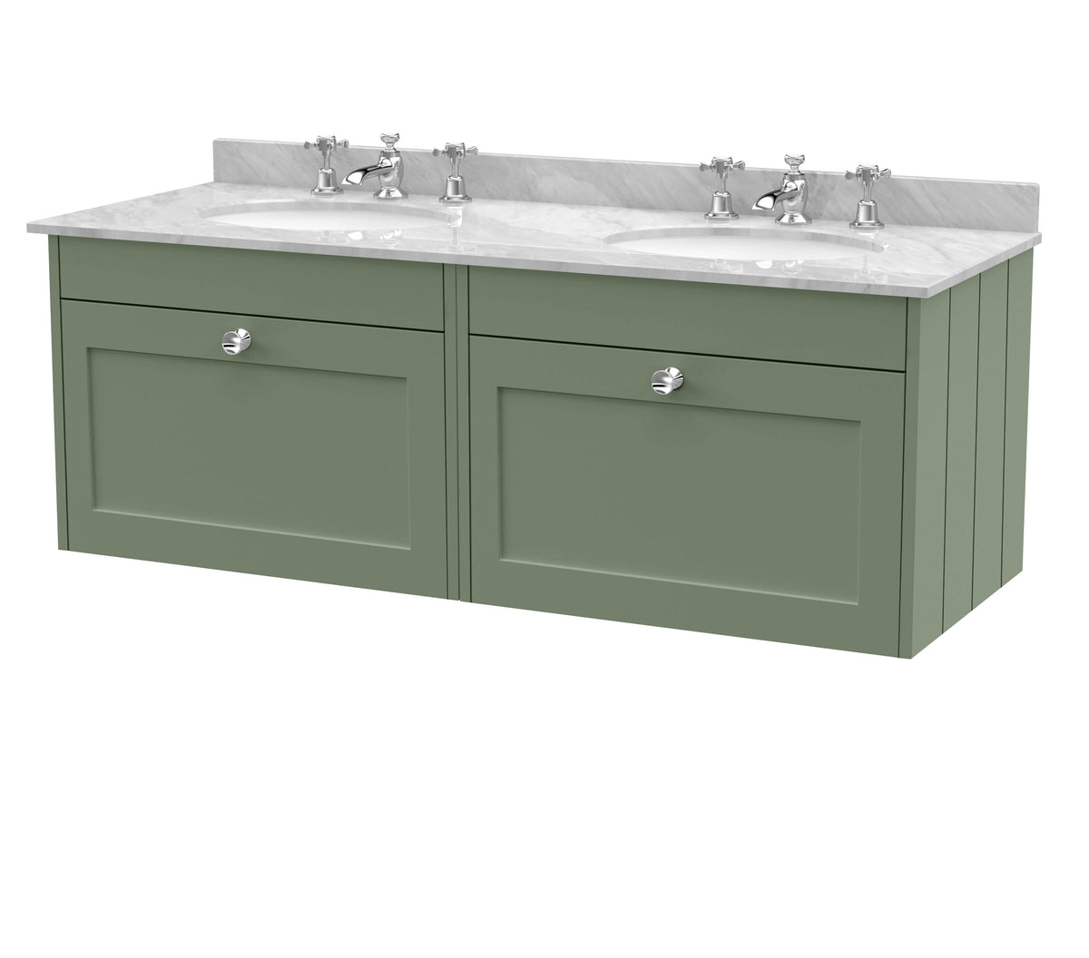 Old London Ashwick 1200mm Wall Hung 2-Drawer Unit With Marble Top