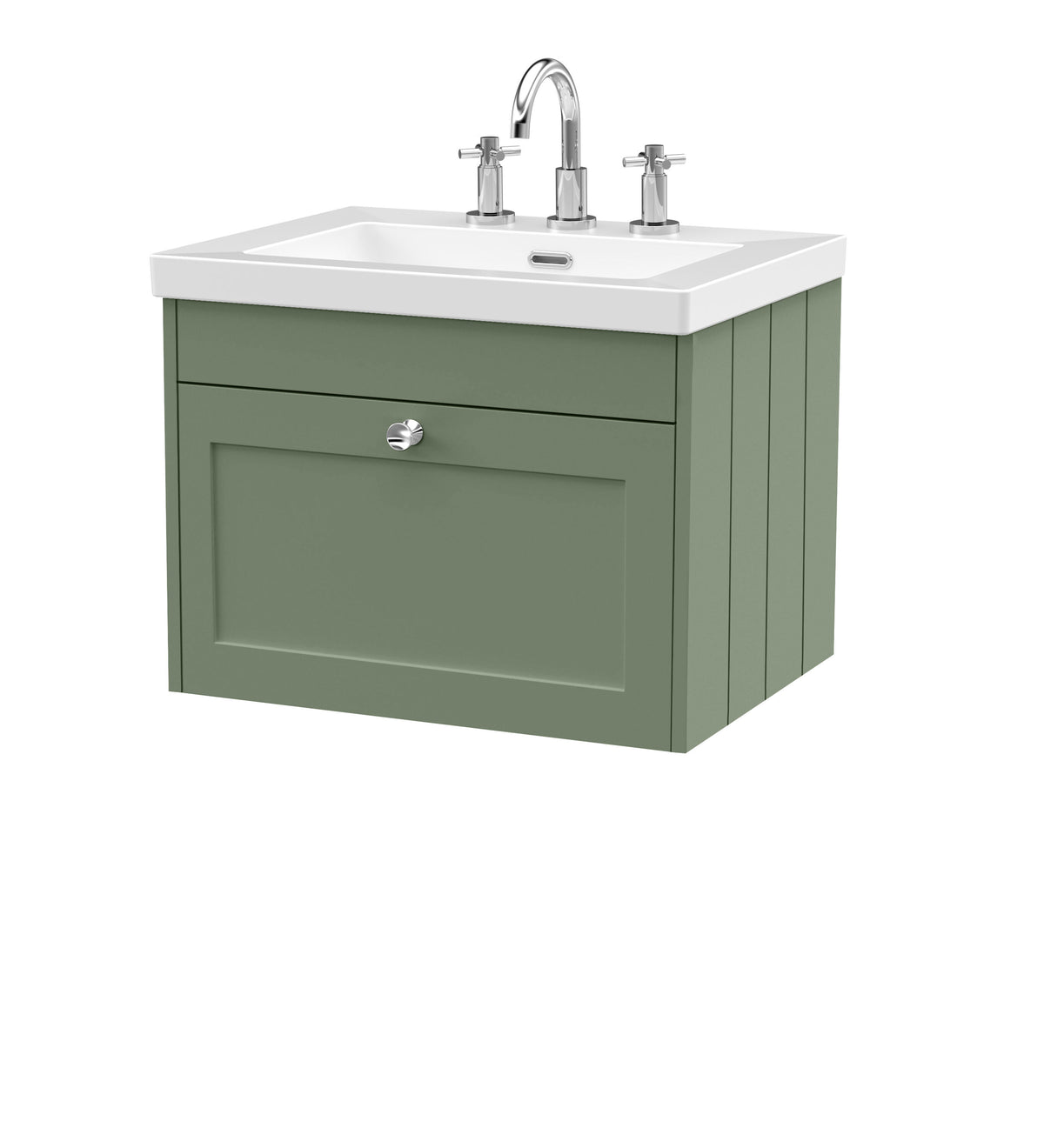 Old London Ashwick 600mm Wall Hung 1-Drawer Unit With Basin 3 Tap Hole