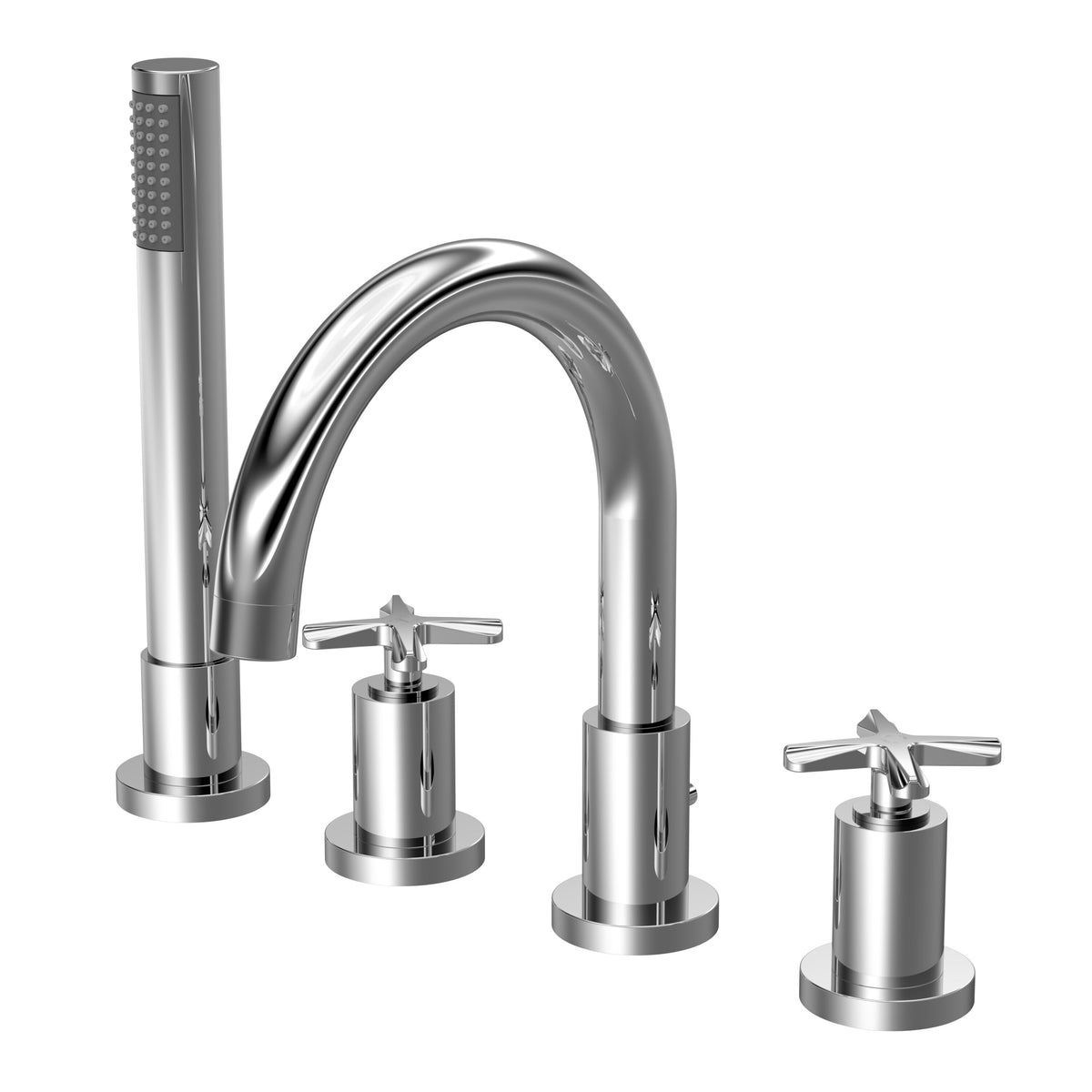 Nuie Aztec 4 Tap Hole Bath Mixer Tap With Shower Kit