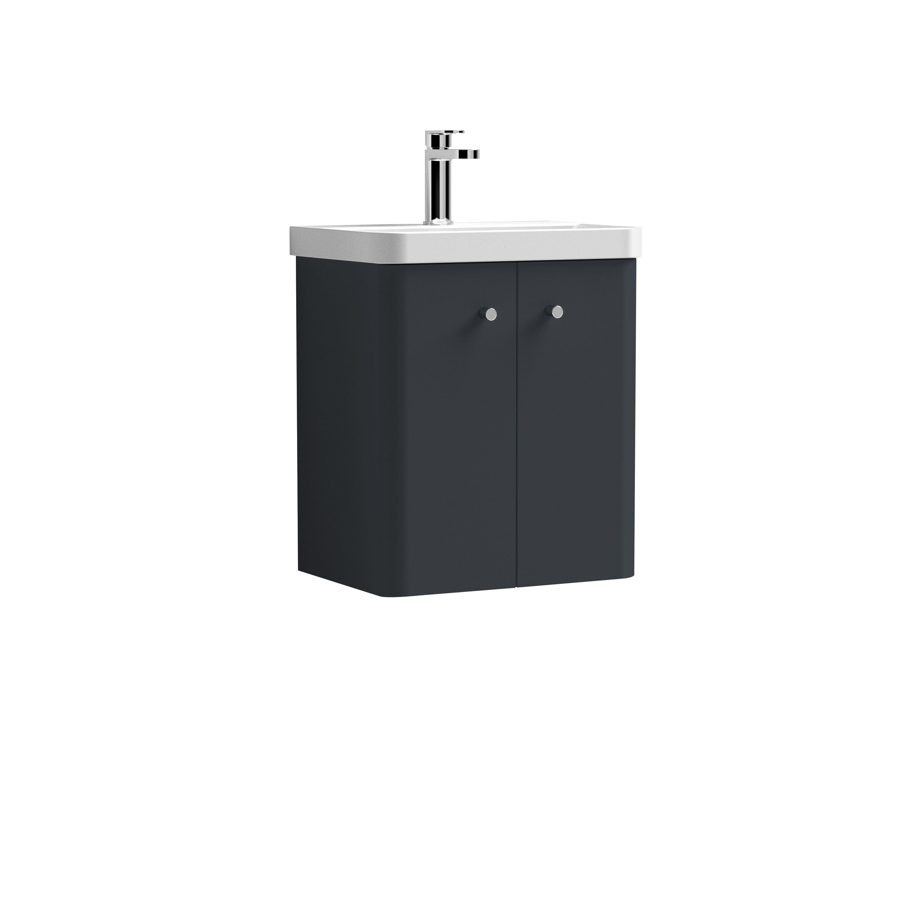 nuie Core 500mm Soft Black 2 Door Wall Hung Vanity Unit With Basin