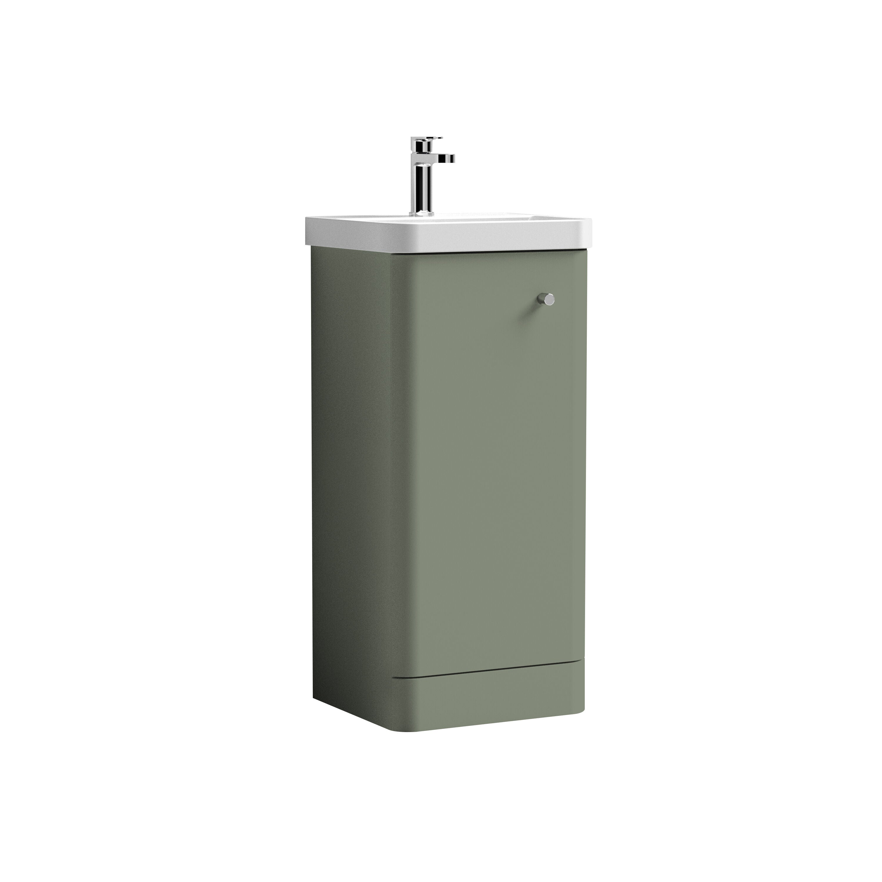 nuie Core 400mm Satin Green 1 Door Floor Standing Vanity Unit With Basin