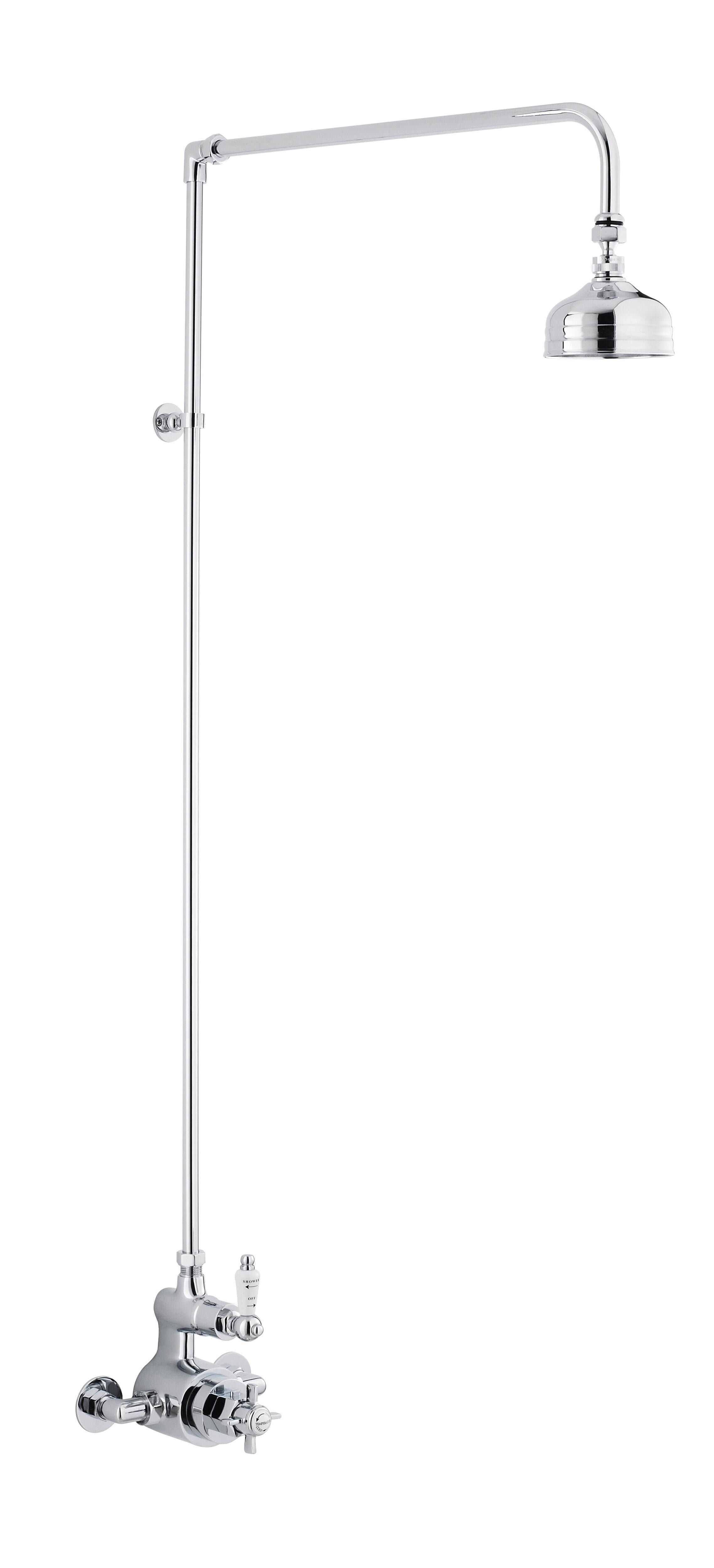 nuie Edwardian Twin Chrome Thermostatic Shower Valve & Rigid Riser